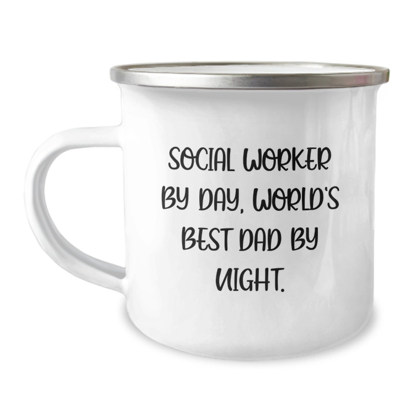 Social Worker Gifts, Funny Camping Mug for Birthday, 'Social Worker By Day, World's Best Dad By Night.' - Gifts from Mom to Social Worker - Image 1
