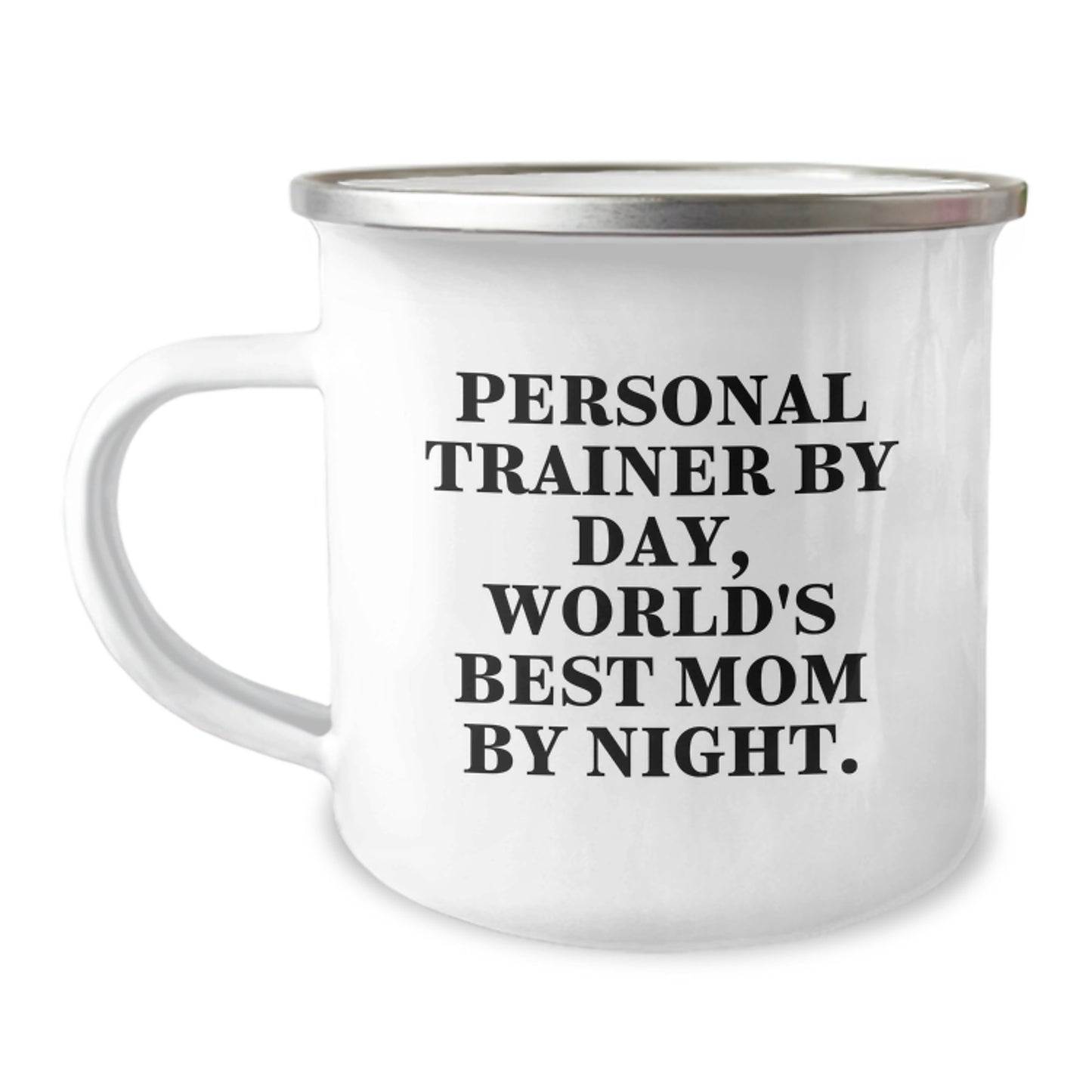 Personal Trainer Gifts from Friends for Birthday - Funny Camping Mug, 'Personal Trainer By Day, World's Best Mom By Night.' - Image 1