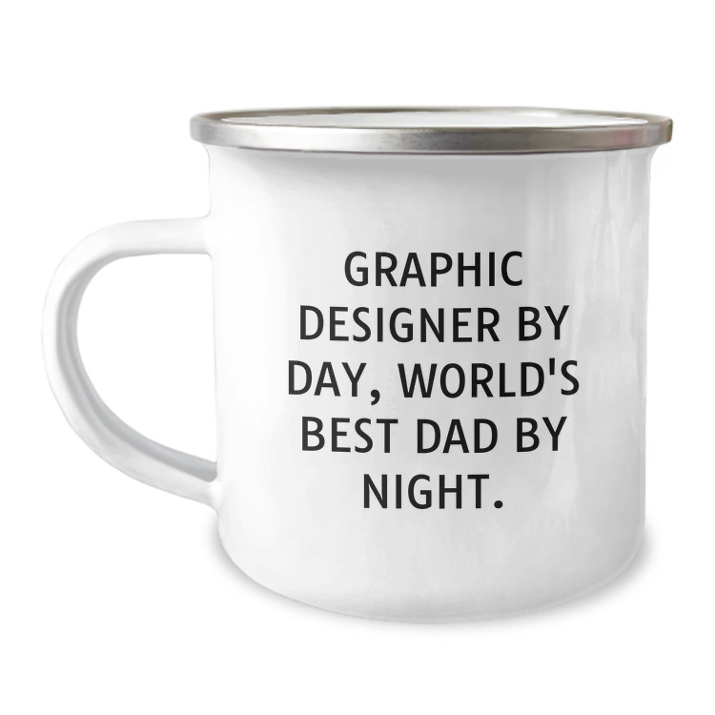 Graphic Designer Gifts from Men - Funny Camping Mug for Birthday, 'Graphic Designer By Day, World's Best Dad By Night.' - Image 1