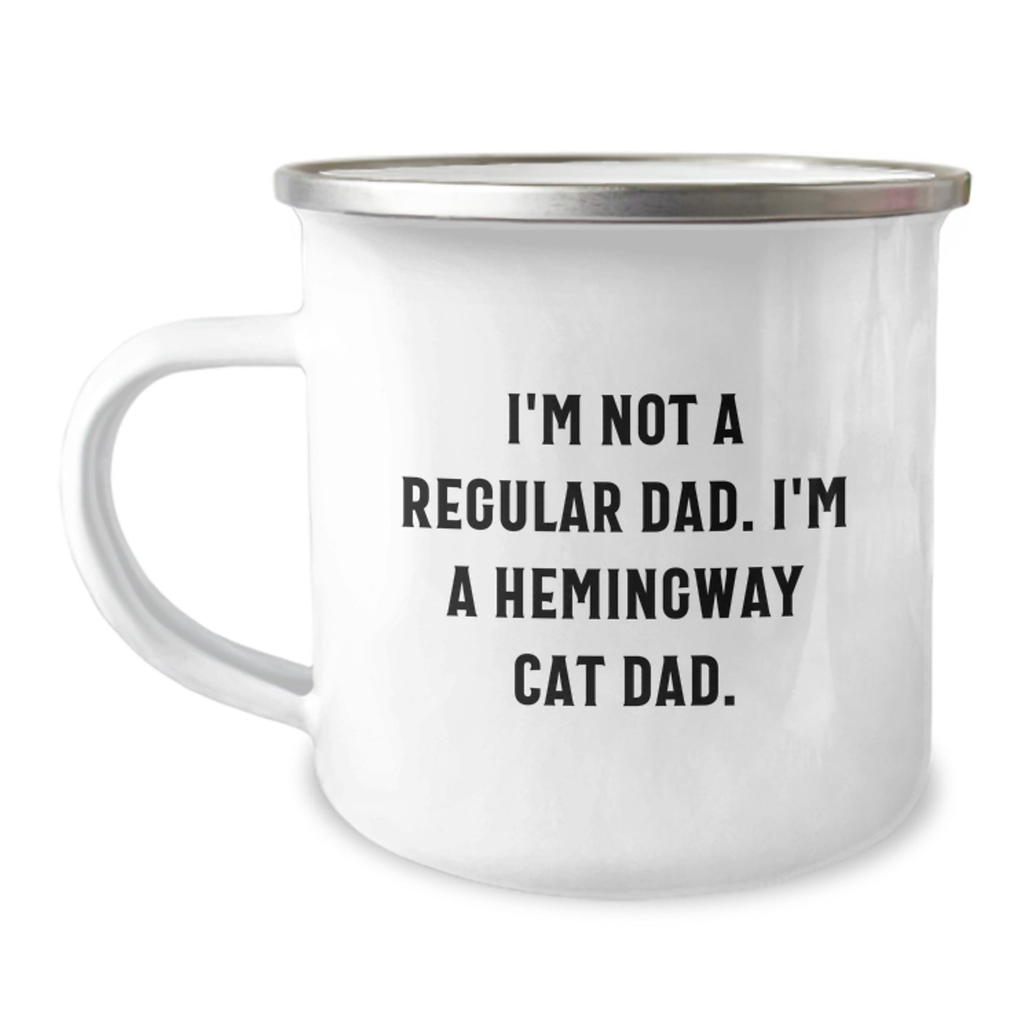 Hemingway Cat Dad Gifts Funny Camping Mug, I'm Not A Regular Dad..., Gifts from Men to Friends, Unique Graduation Present for Him, Her, or Family - Image 1