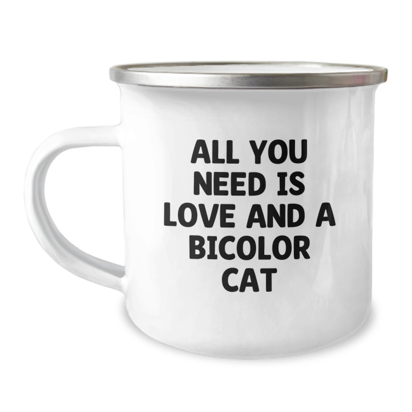 Bicolor Cat Lovers Gifts from Family for Graduation Unique Mugs - All You Need Is Love And A Bicolor Cat Funny Camping Mug - Image 1