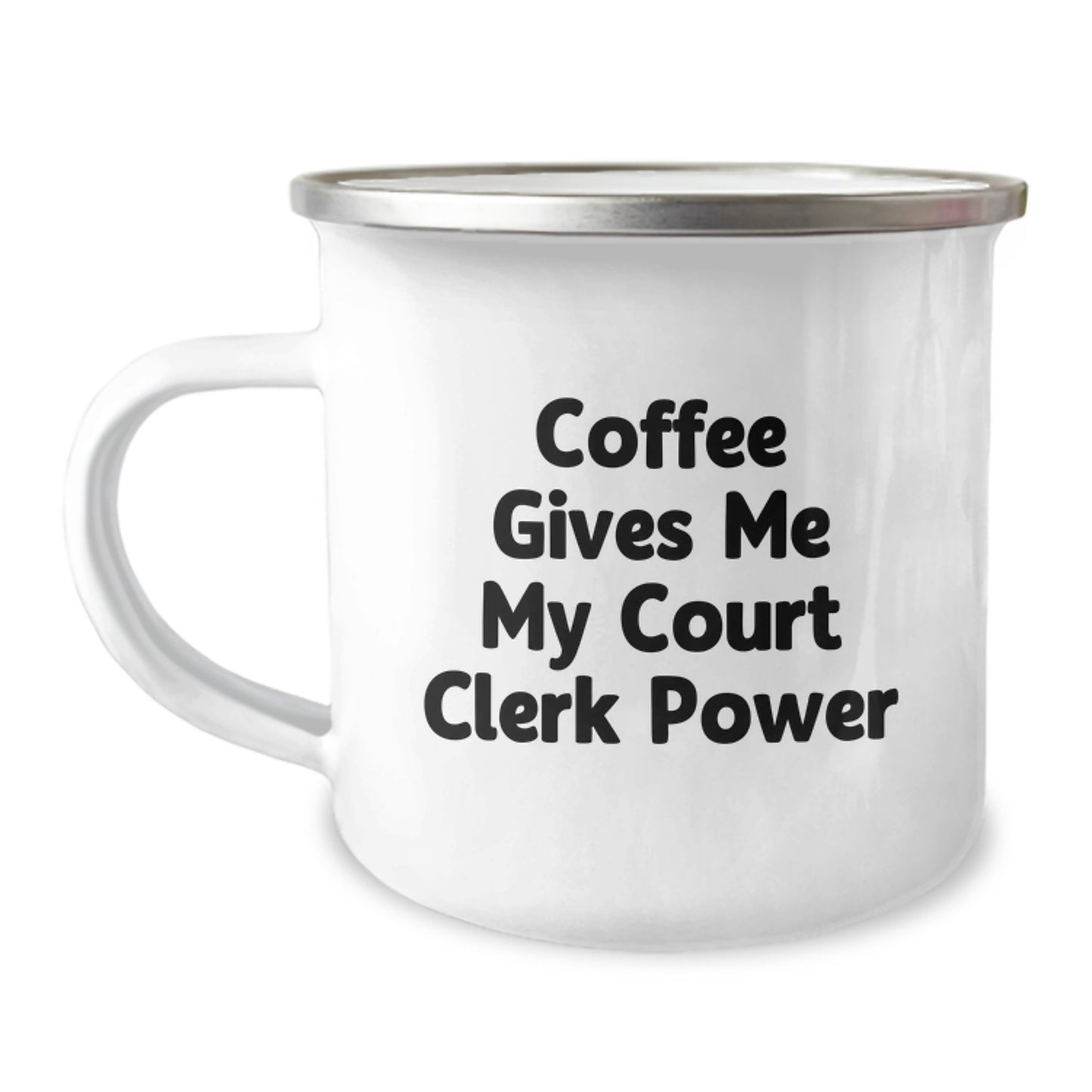 Court Clerk Gifts, Funny Camping Mug, 'Coffee Gives Me My Court Clerk Power' - Gifts from Friends, Family, Coworkers for Court Clerk's Birthday - Image 1