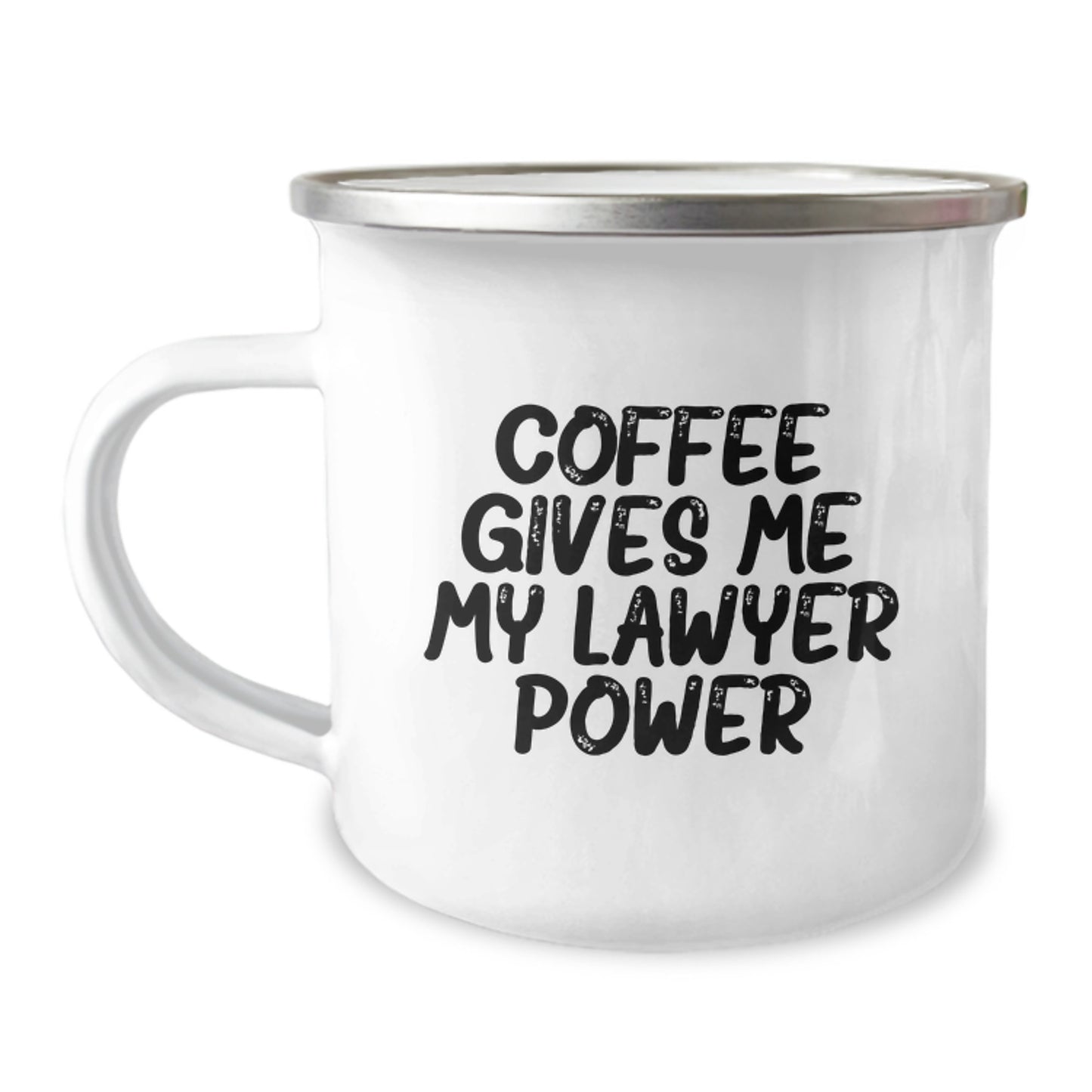 Funny Lawyer Camping Mug Gifts from Friends for Birthday - Coffee Gives Me My Lawyer Power - Image 1