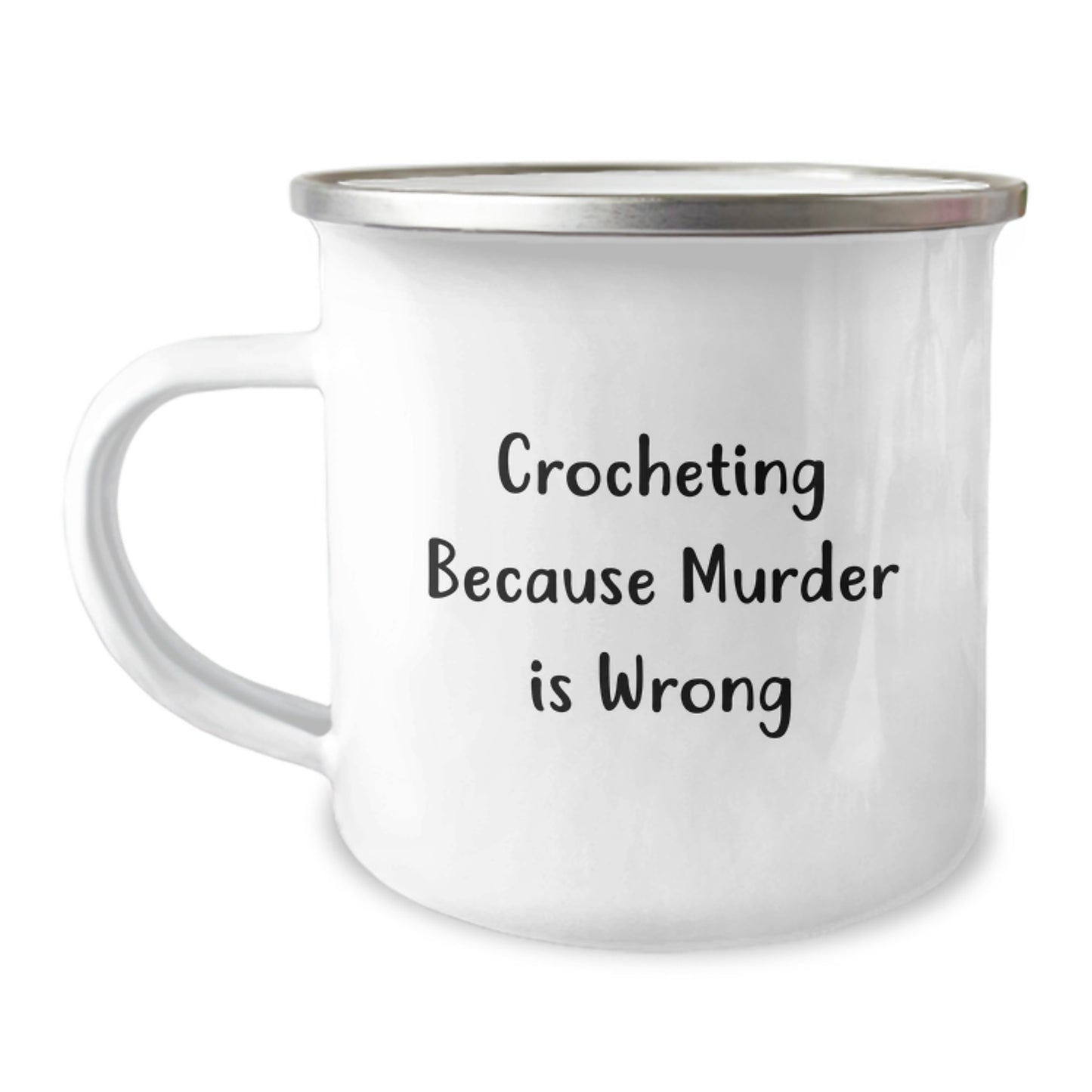 Crocheting Enthusiasts' Delight, Funny Quote Gift for Birthday, Camping Mug from Friends to Family - Image 1