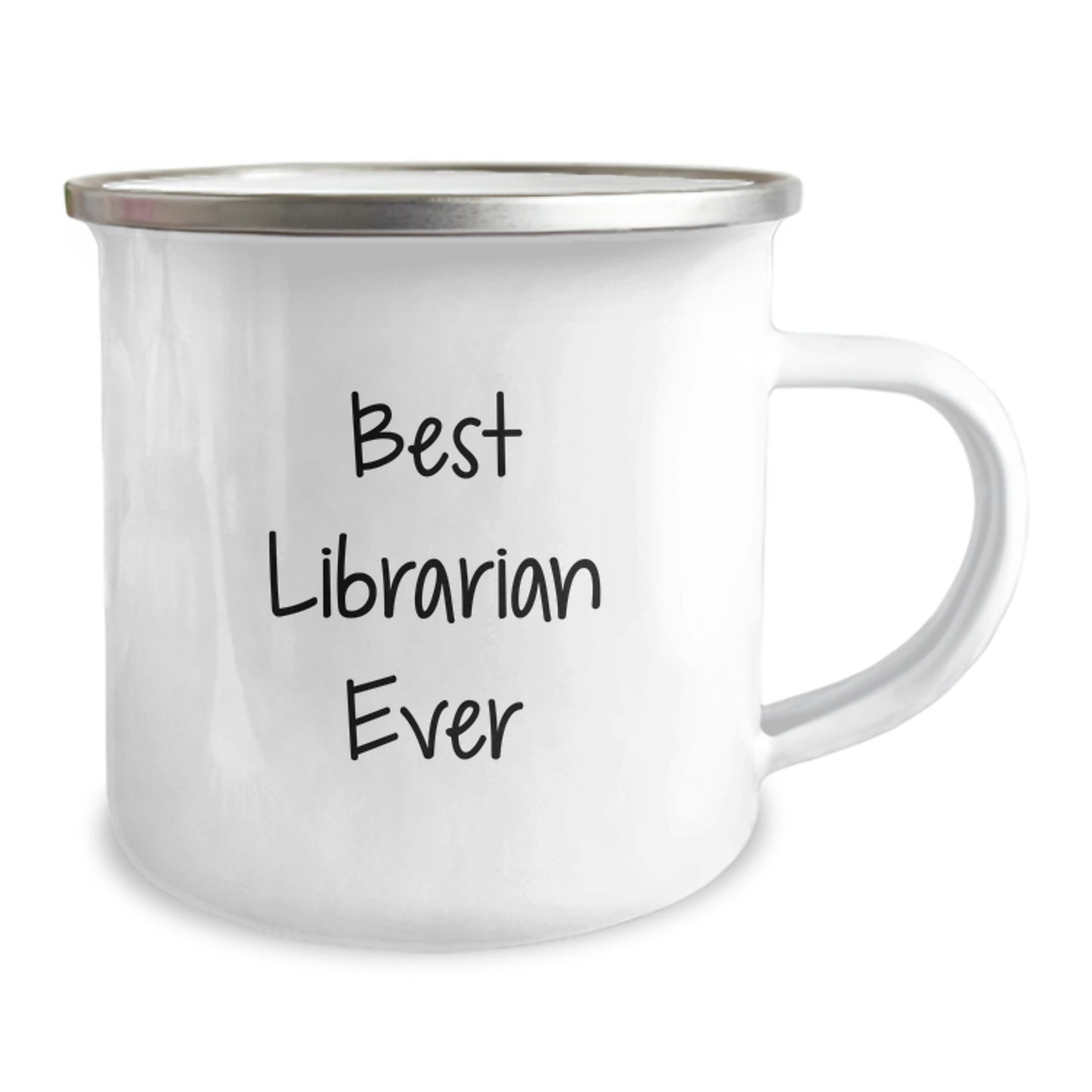 Librarian Gifts from Friends, Best Librarian Ever Funny Quote Camping Mug for Birthday, 12 oz Stainless Steel Enamel - Image 2