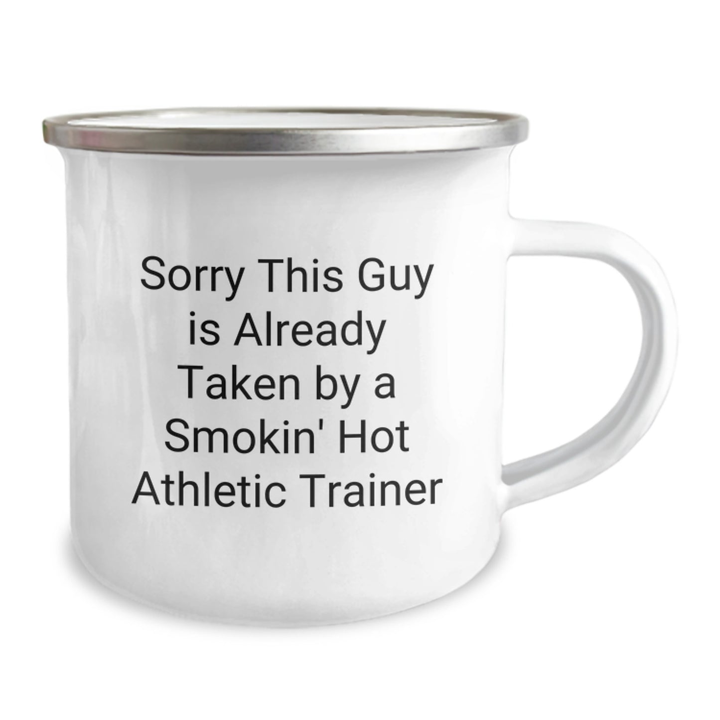 Funny Athletic Trainer Gifts, Birthday Unique Presents from Friends to Men, 'Sorry This Guy Is Already Taken' Camping Mug - Image 2