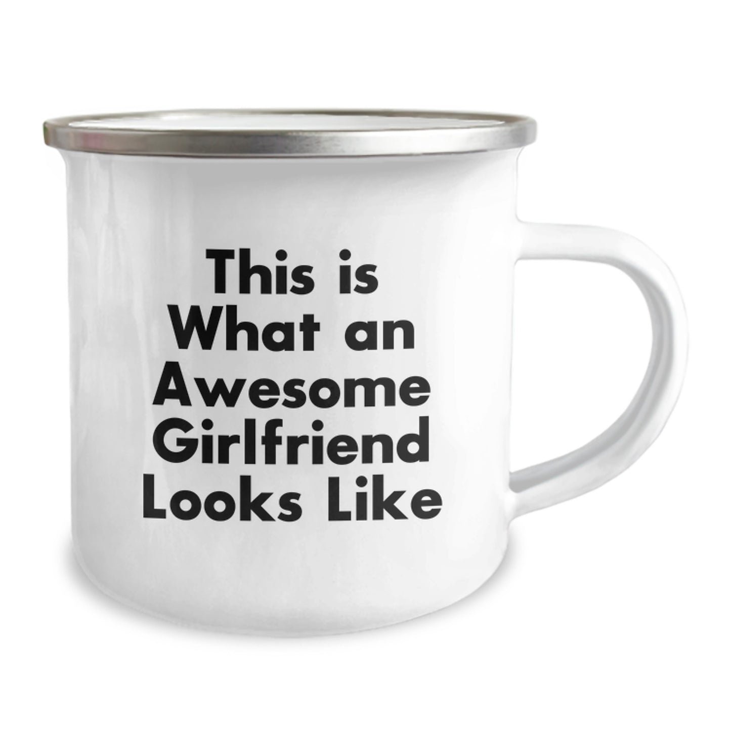 Funny Gifts from Men to Awesome Sweetheart, This Is What An Awesome Sweetheart Looks Like Camping Mug for Graduation, 12 oz Stainless Steel with Enamel Finish - Image 2
