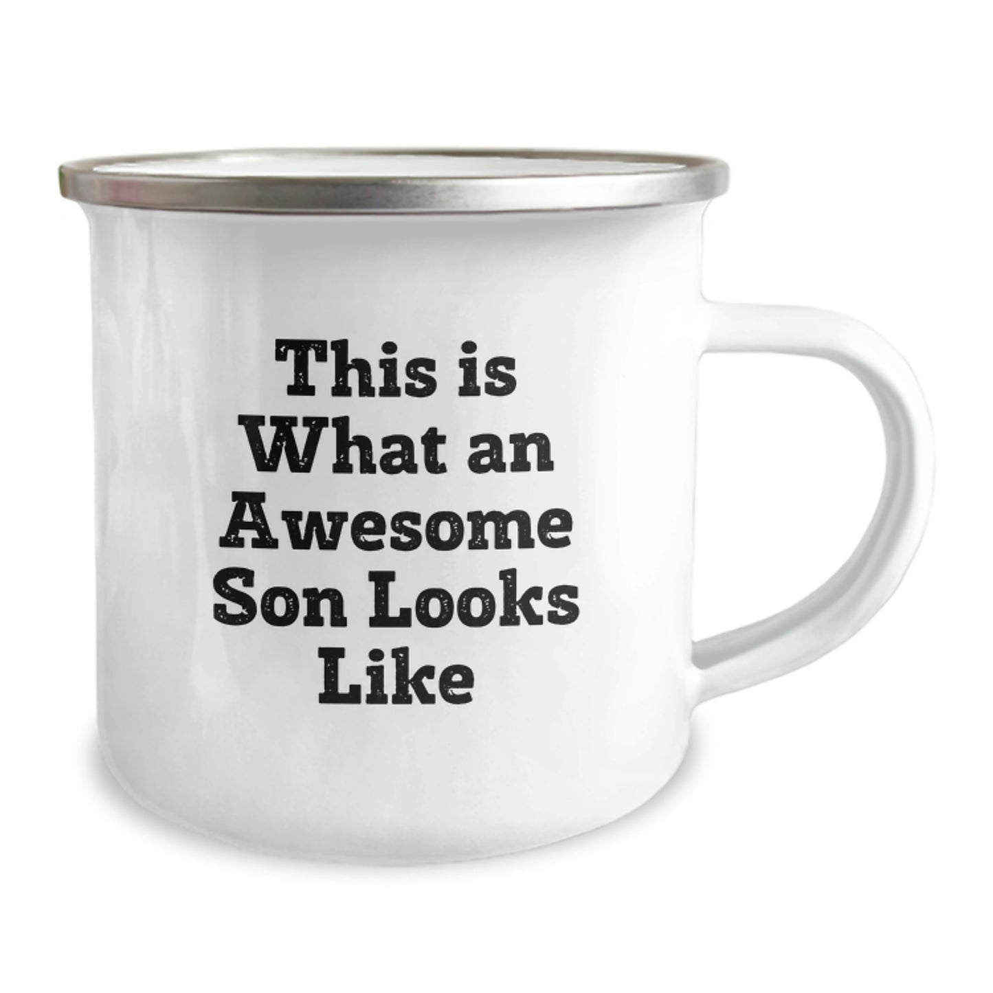 Funny Son Gifts for Graduation - This Is What An Awesome Son Looks Like Camping Mug, Gifts from Family to Son, 12 oz Stainless Steel with Enamel Finish - Image 2