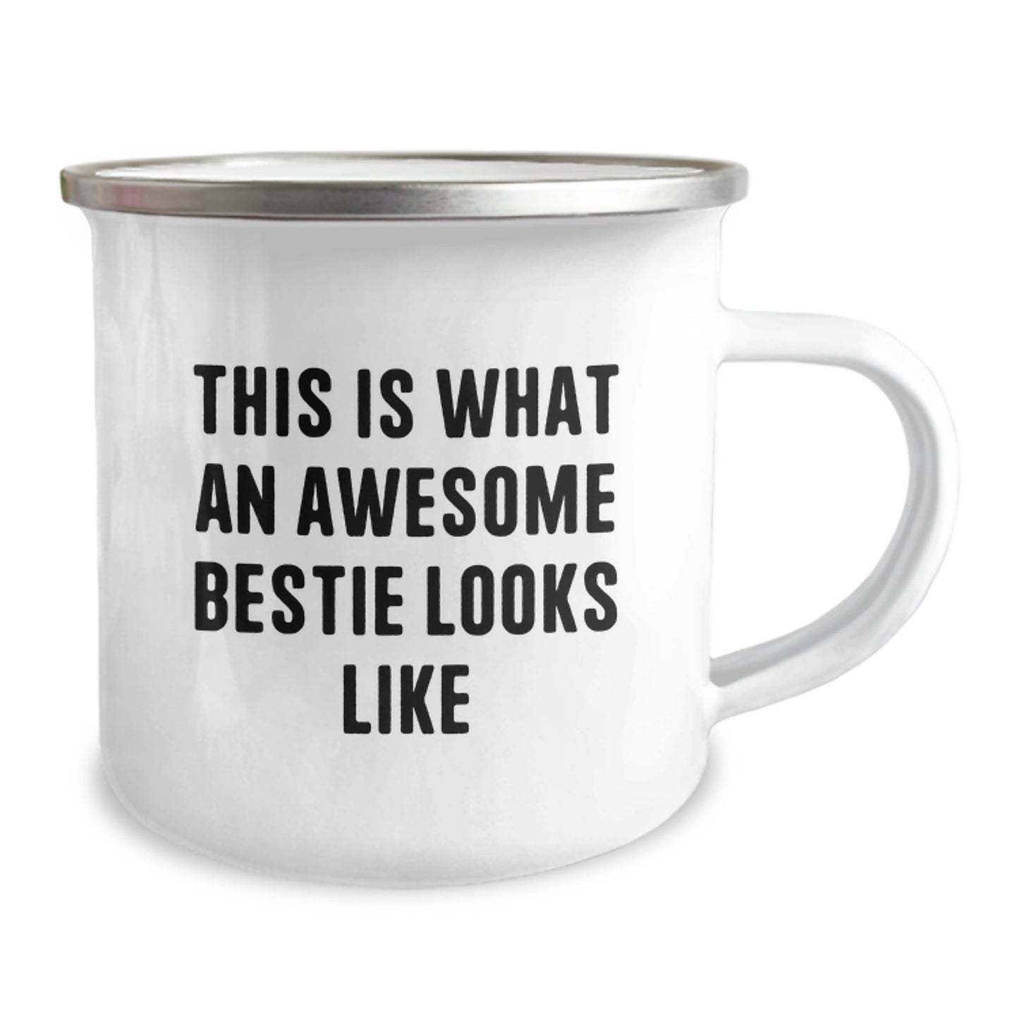 Funny Bestie Gifts from Friends for Graduation - This Is What An Awesome Bestie Looks Like Camping Mug, 12 oz Stainless Steel with Enamel Finish - Image 2