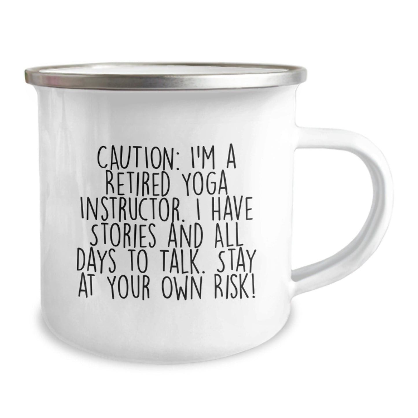 Yoga Instructor Gifts from Friends - 'Caution: I'm A Retired Yoga Instructor...' Funny Camping Mug for Graduation - Image 2