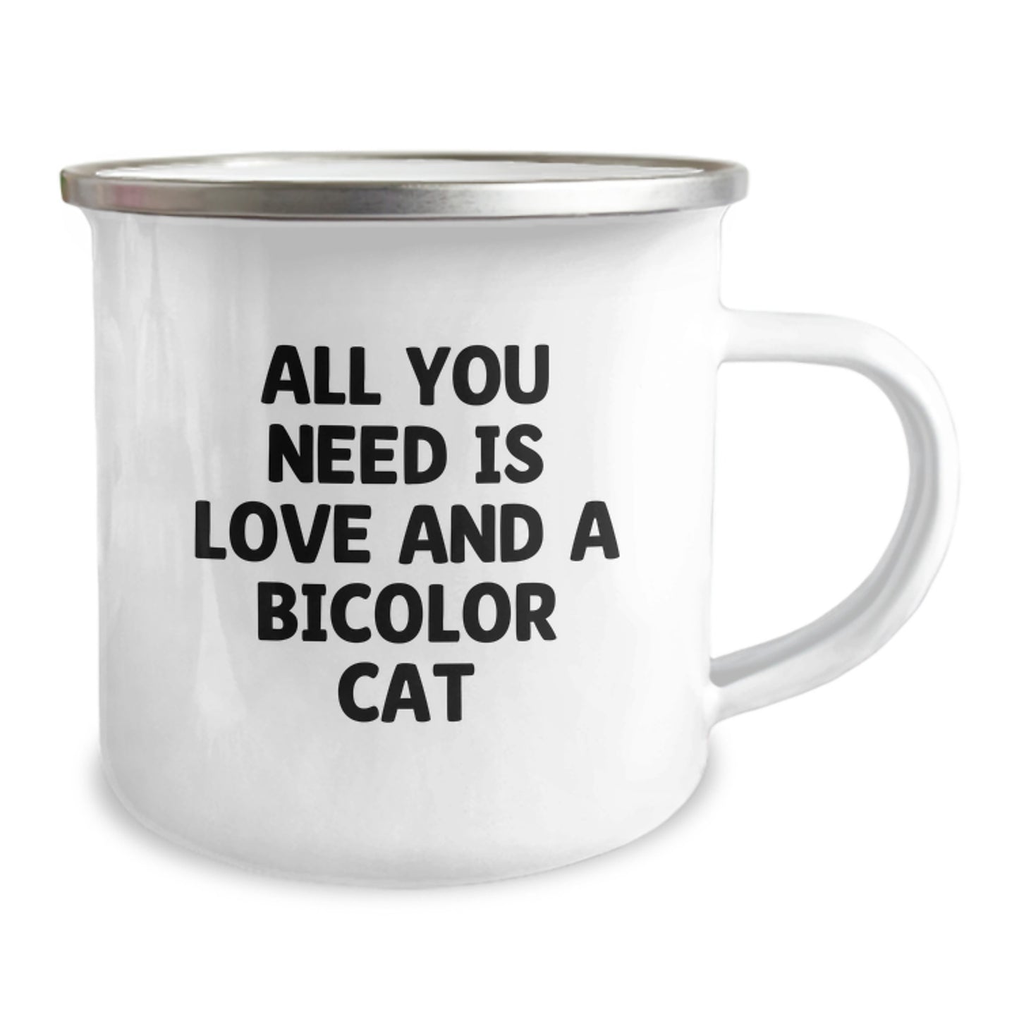 Bicolor Cat Lovers Gifts from Family for Graduation Unique Mugs - All You Need Is Love And A Bicolor Cat Funny Camping Mug - Image 2