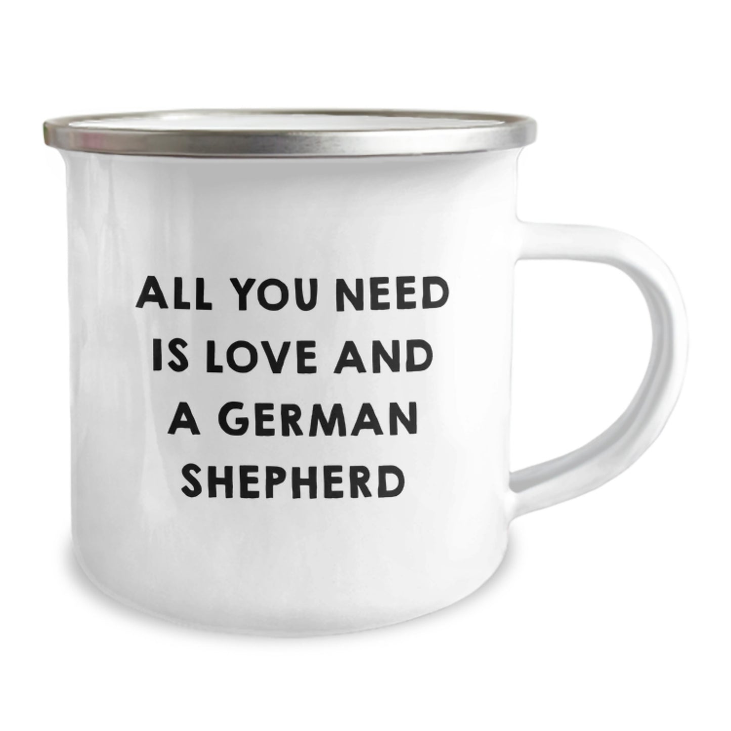 German Shepherd Dog Lover Gifts from Friends for Men Unique Camping Mug, 'All You Need Is Love And A German Shepherd' Quote, 12 oz Stainless Steel with Enamel Finish - Image 2