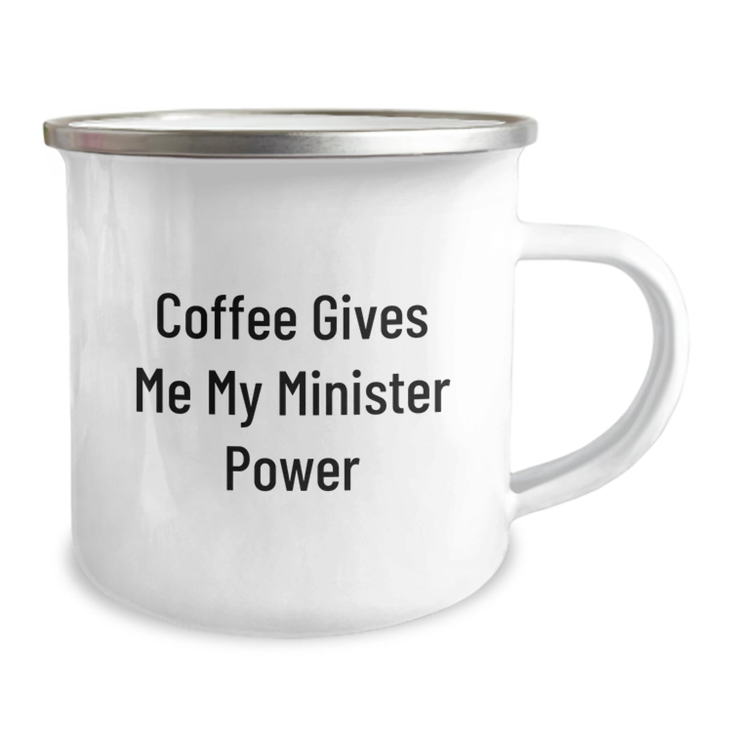 Funny Minister Gifts: 'Coffee Gives Me My Minister Power' Camping Mug for Birthday, Perfect for Minister Friends and Family from Men or Women - Image 2