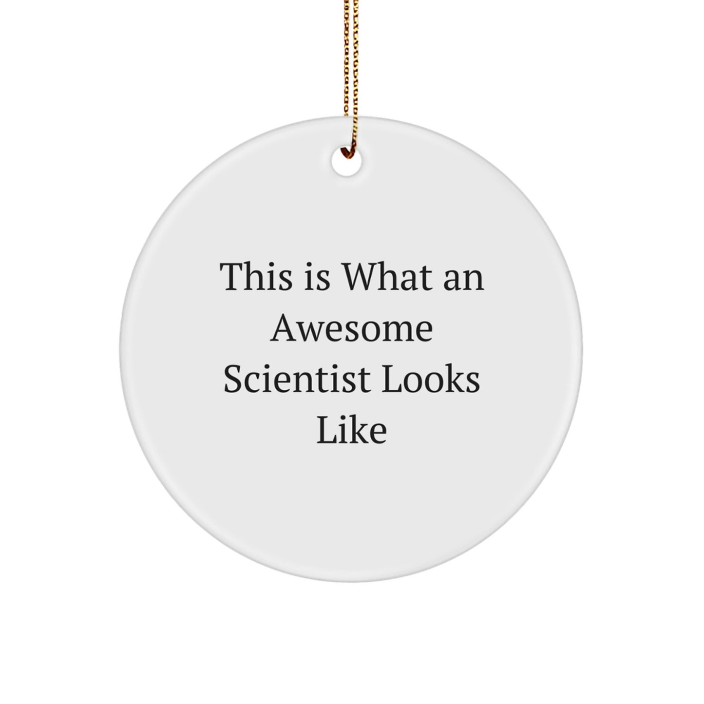 Funny Scientist Gifts for Men from Friends - This Is What An Awesome Scientist Looks Like Circle Ornament for Christmas - Image 1