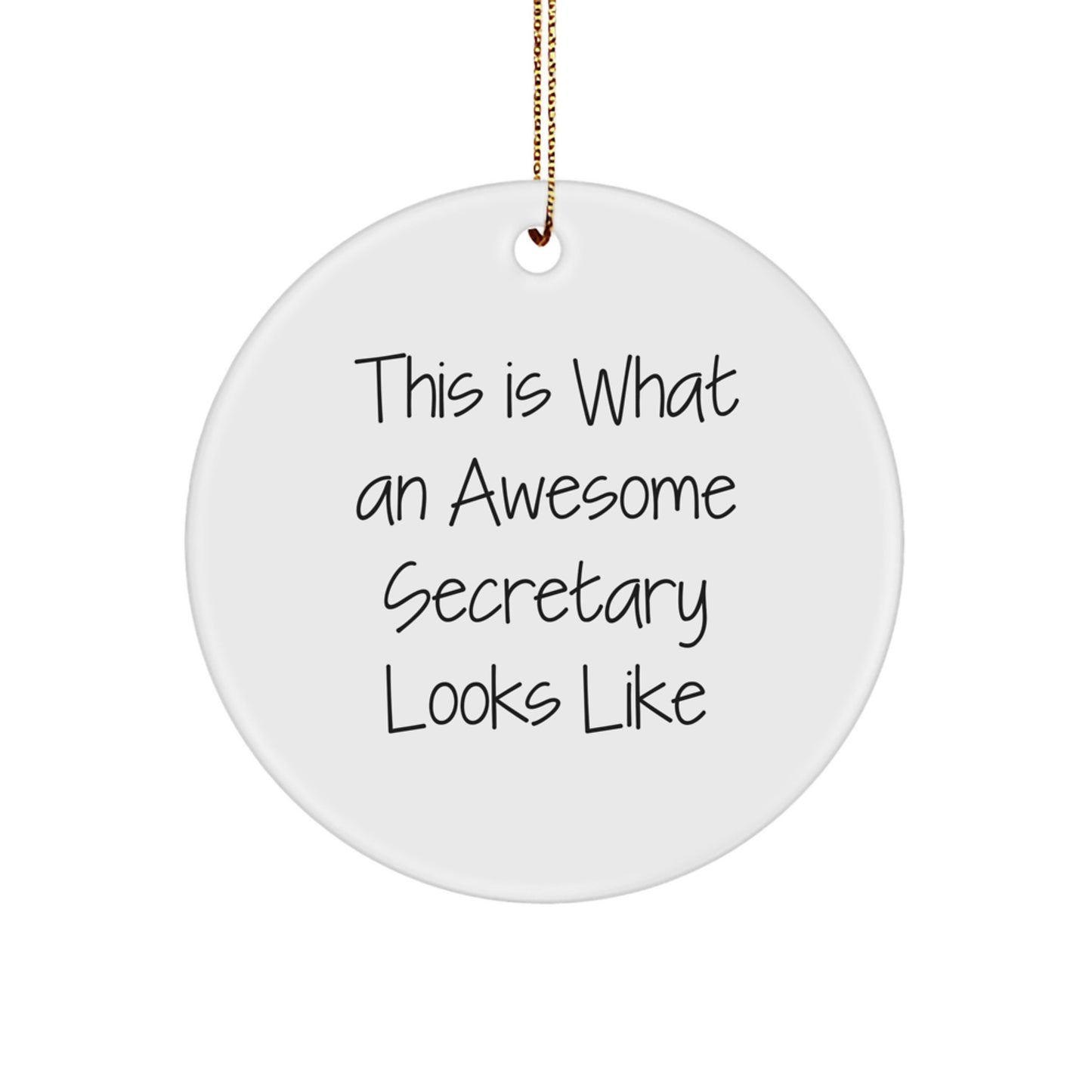 Funny Secretary Gifts from Friends - This Is What An Awesome Secretary Looks Like Christmas Circle Ornament for Her - Image 1