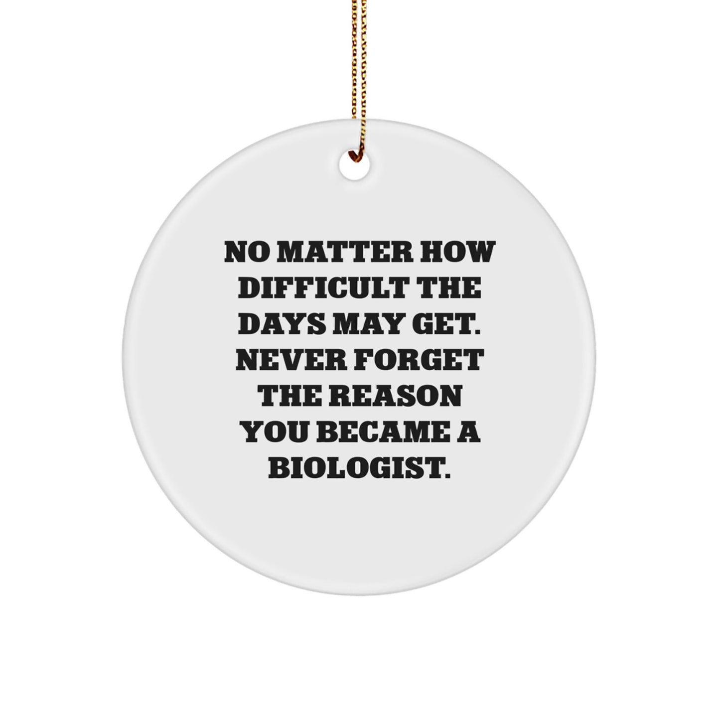 Biologist Gifts from Friends, Circle Ornament for Christmas Inspiration, 'No Matter How Difficult The Days May Get' Remind, Gifts for Biologist - Image 1