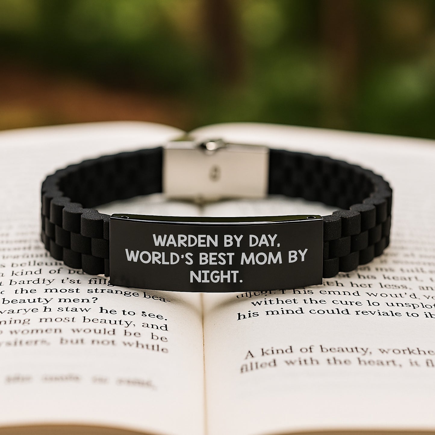 Warden Gifts: Funny Quote Glide lock Clasp Birthday Jewelry for Warden, Women Friends, Gifts from Men, Adjustable Silicone Stainless Steel - Image 2