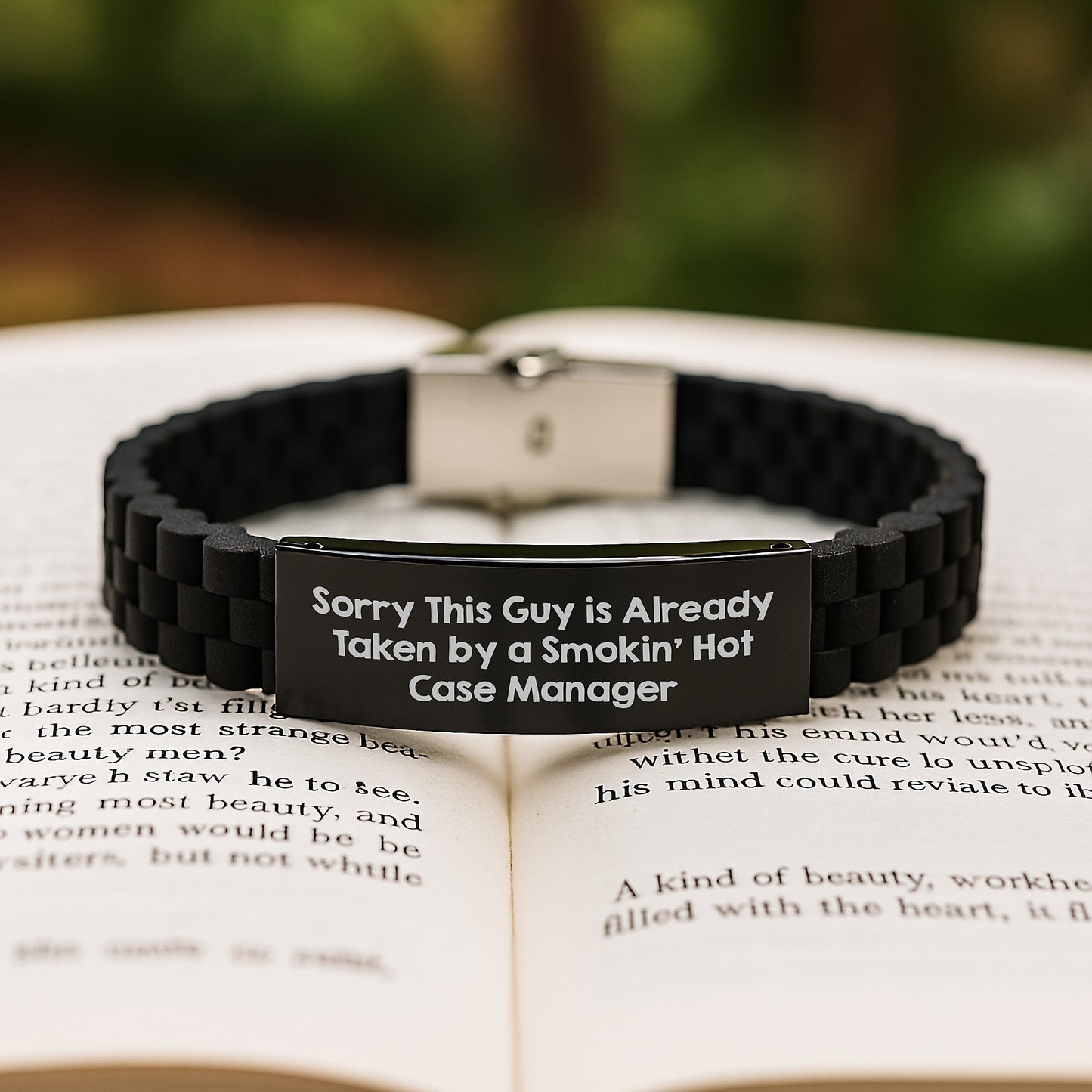Funny Case Manager Gifts - Sorry This Guy Is Already Taken By A Smokin' Hot Case Manager Glide lock Clasp Birthday Present for Men or Women from Friends - Image 2