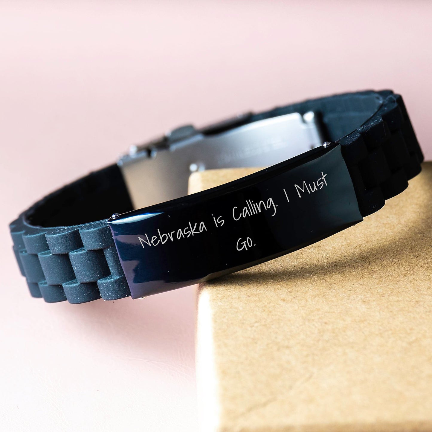Nebraska Gifts for Him or Her, Glide lock Clasp Bracelet, 'Nebraska Is Calling. I Must Go.' Quote, Adjustable, Premium Bag, Graduation Unique Gifts from Friends, Family, or Coworkers - Image 3