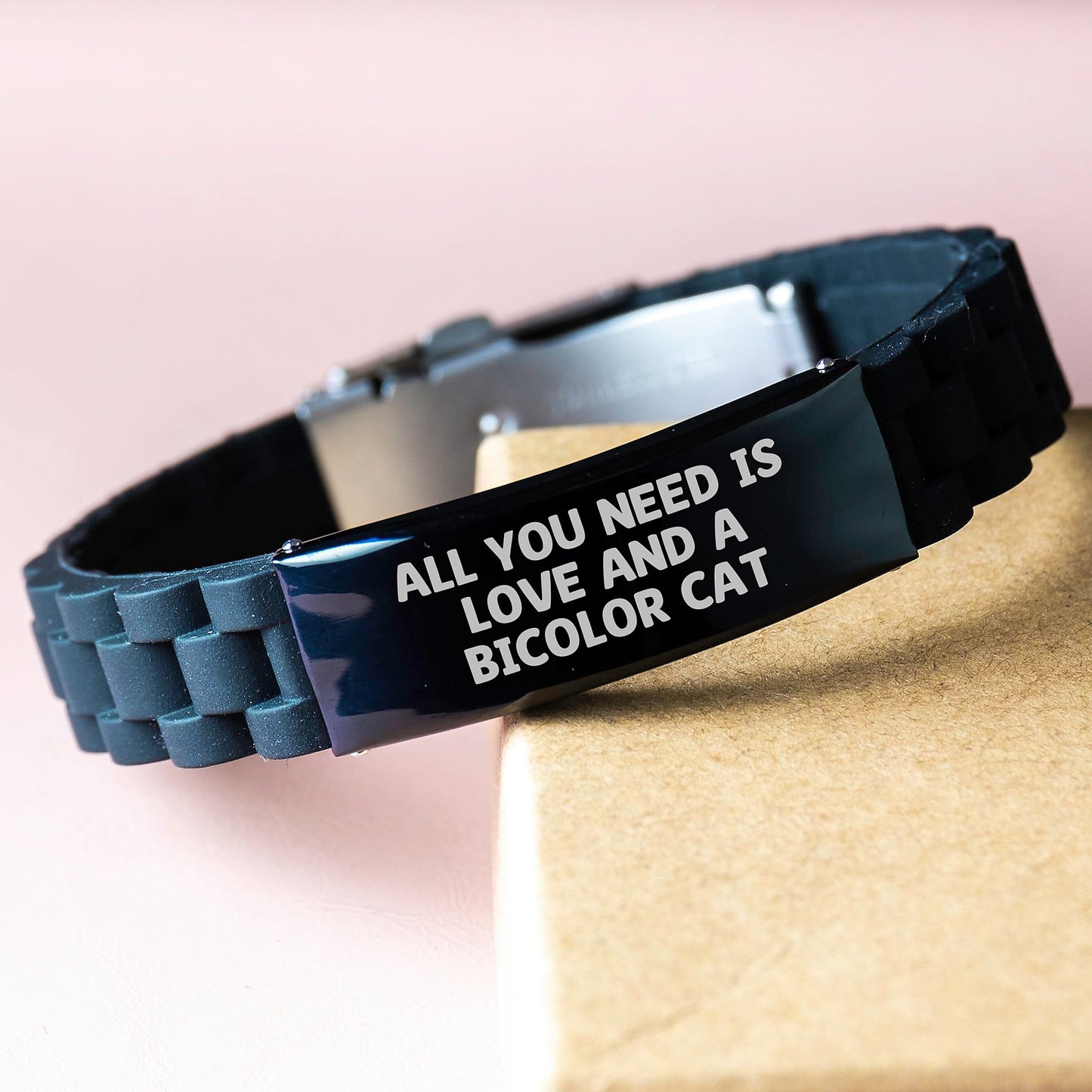 Bicolor Cat Gifts from Friends, Inspirational Quote Adjustable Glide lock Clasp Bracelet for Bicolor Cat Lovers, Unique Graduation Gifts - Image 3