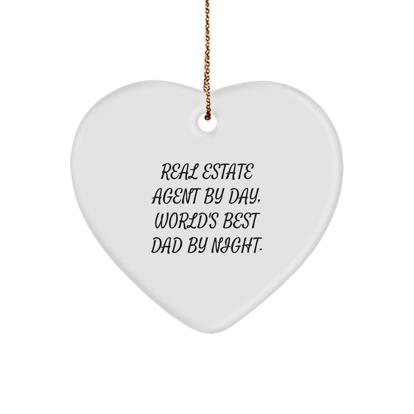 Real Estate Agent Gifts from Dad By Night - Heart Ornament for Christmas - Image 1