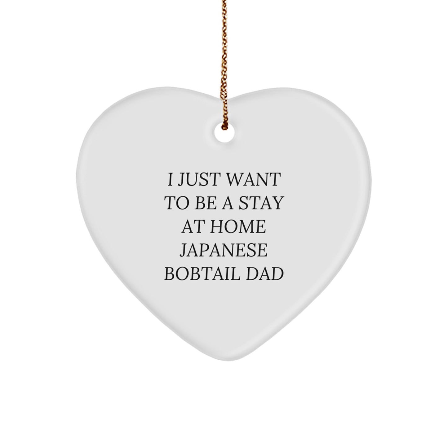 Funny Japanese Bobtail Cat Dad Christmas Unique Gifts from Men to Friends, Heart Ornament for Japanese Bobtail Cat Lovers - Image 1