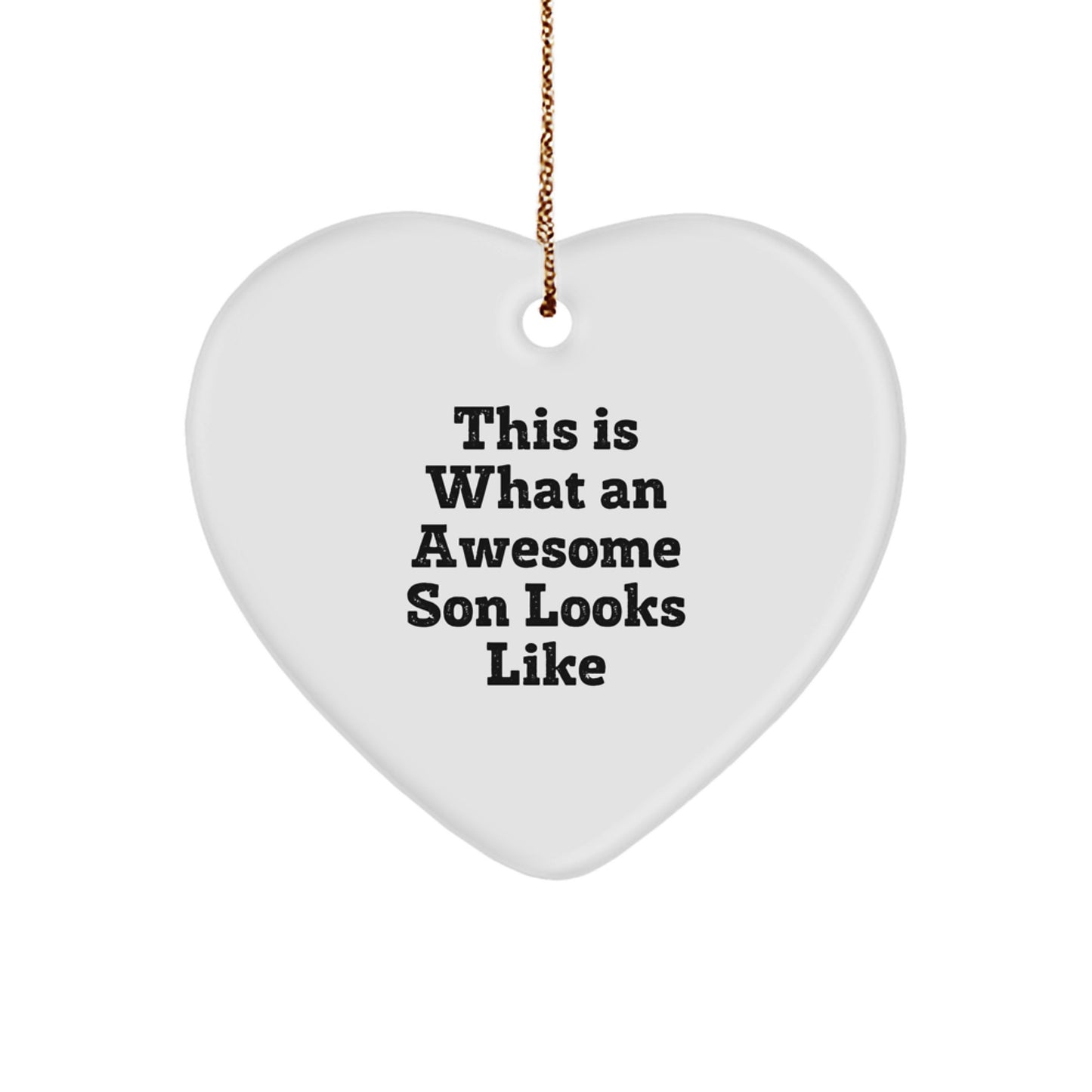 Funny Son Heart Ornament, 'This Is What An Awesome Son Looks Like' Gifts for Son from Family, Men's Unique Christmas Unique Gifts - Image 1