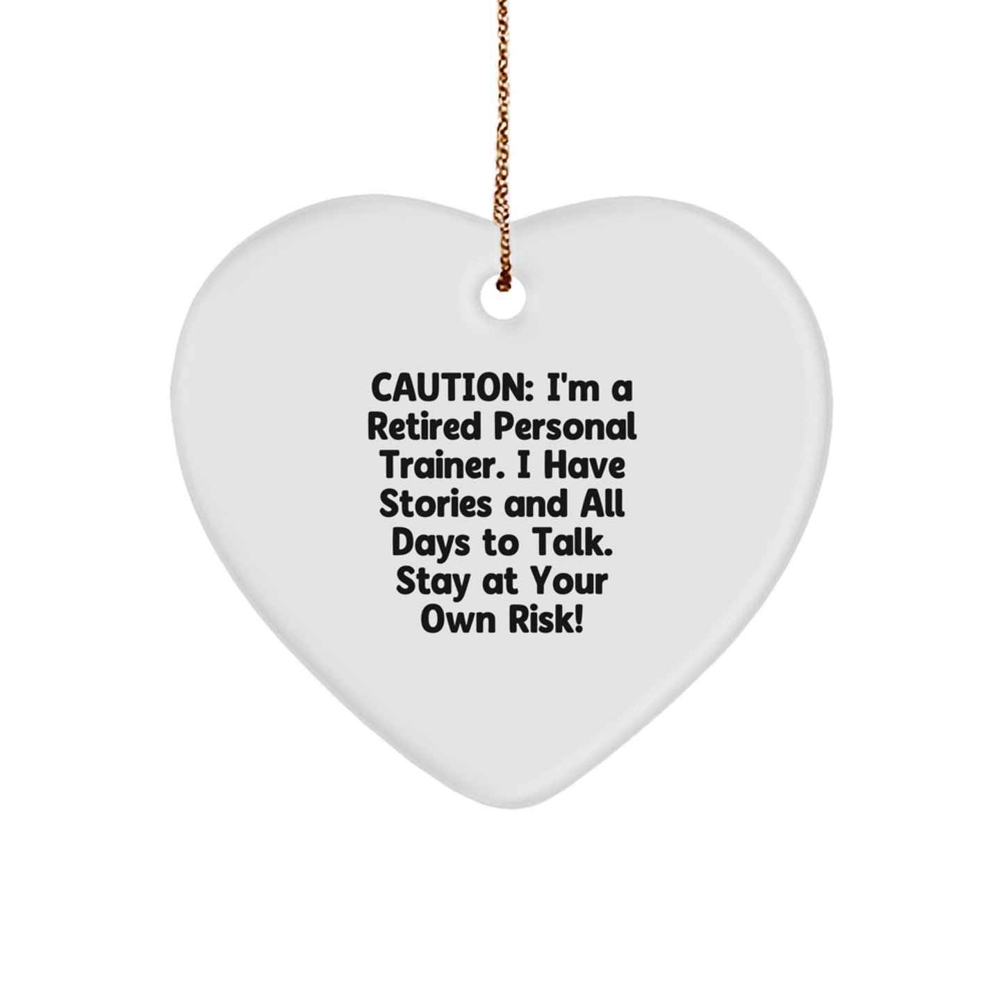 Personal Trainer Gifts from Friends for Christmas - 'Stay At Your Own Risk' Heart Ornament, Funny Quote, Durable MDF, Vibrant Colors, Easy Hanging - Image 1
