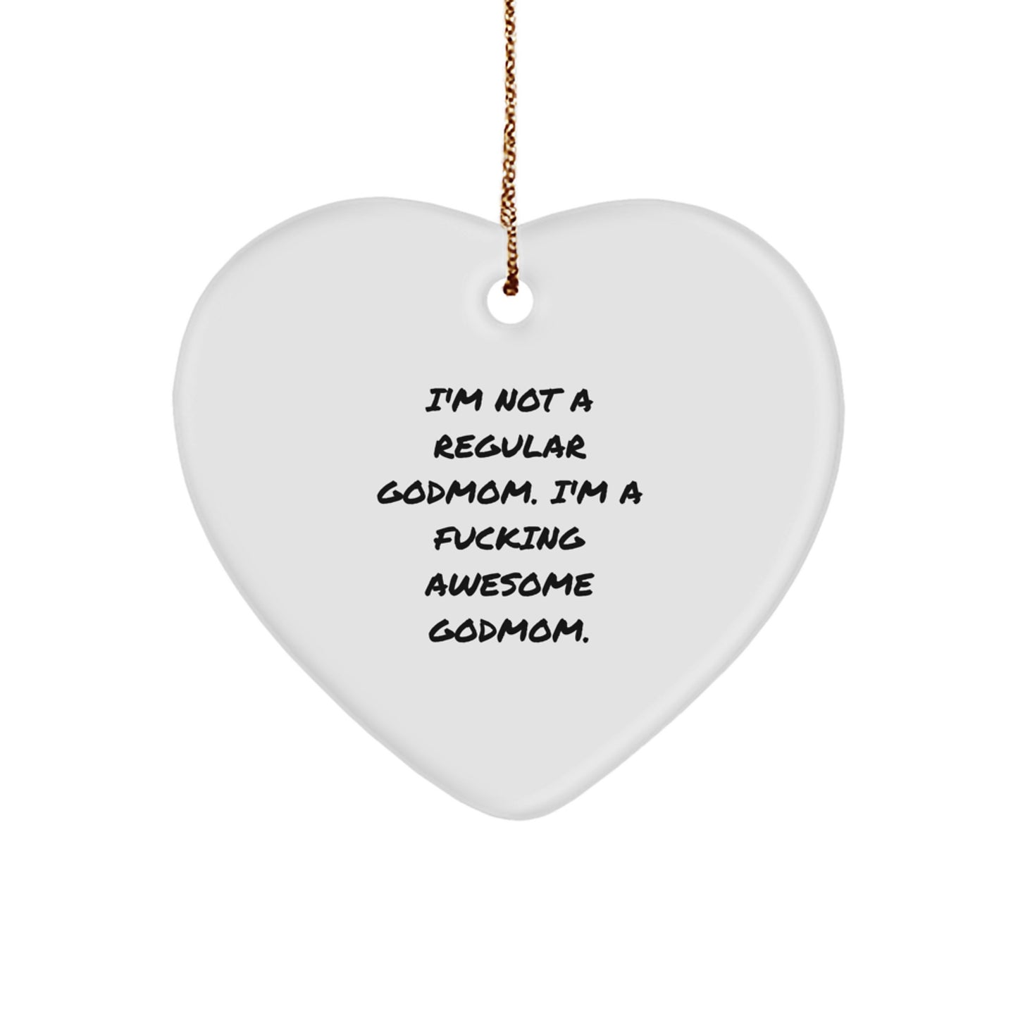 Godmom Awesome Heart Ornament Gifts from Men to Godmoms, Funny Quote for Christmas Decor - Image 1