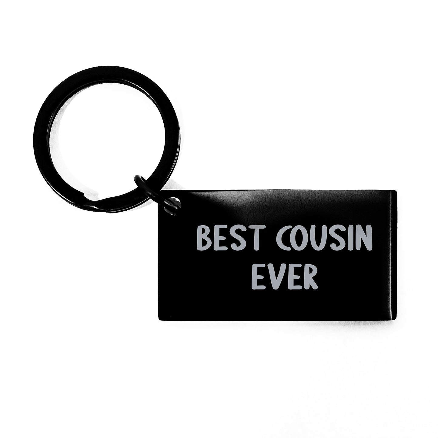 Funny Cousin Gifts for Graduation, 'Best Cousin Ever' Engraved Keychain, Black Stainless Steel, from Family to Cousin - Image 1