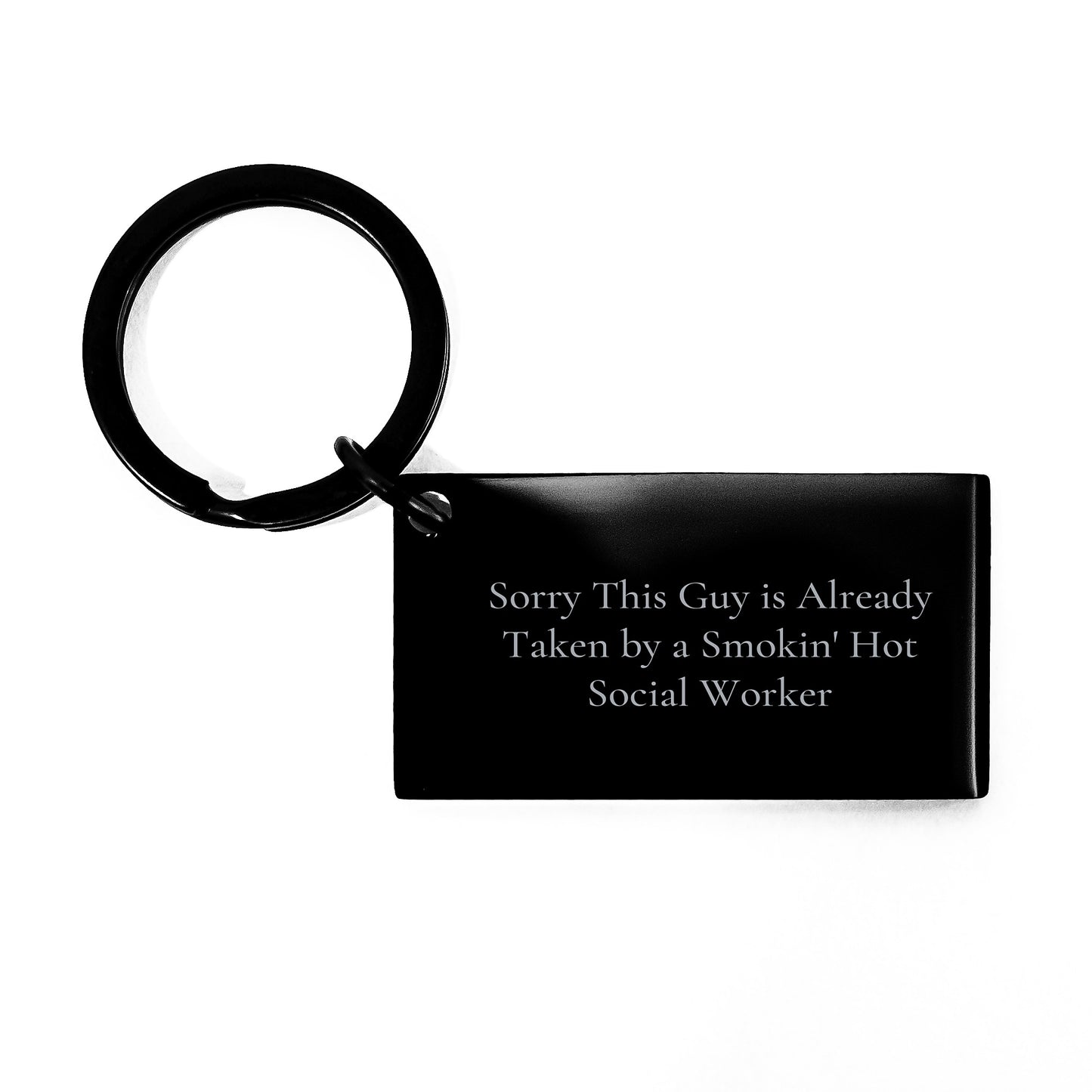 Funny Social Worker Gifts from Friends - Sorry This Guy Is Already Taken Keychain, Birthday Unique Token for Coworkers, Family, and Men - Image 1