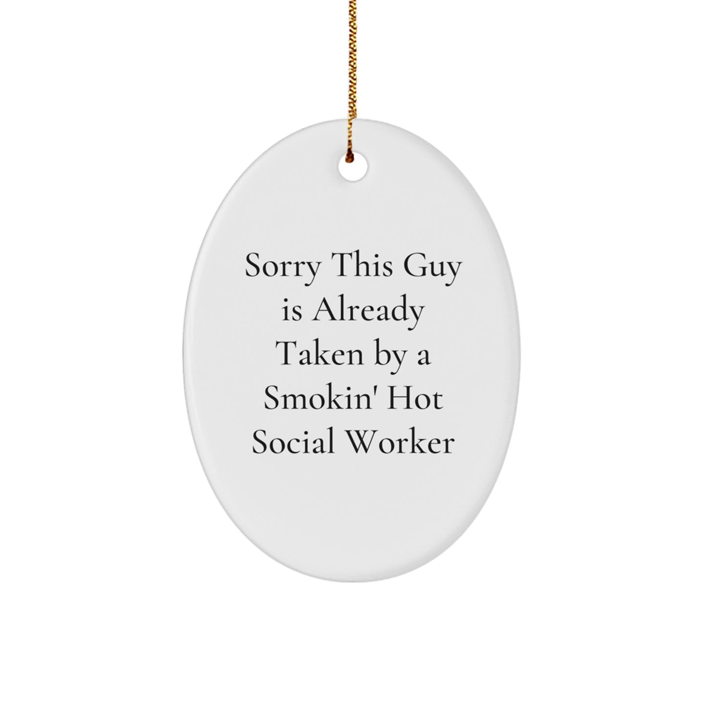 Funny Social Worker Gifts from Friends, Oval Ornament Quote Christmas Unique Gift for Her - Image 1