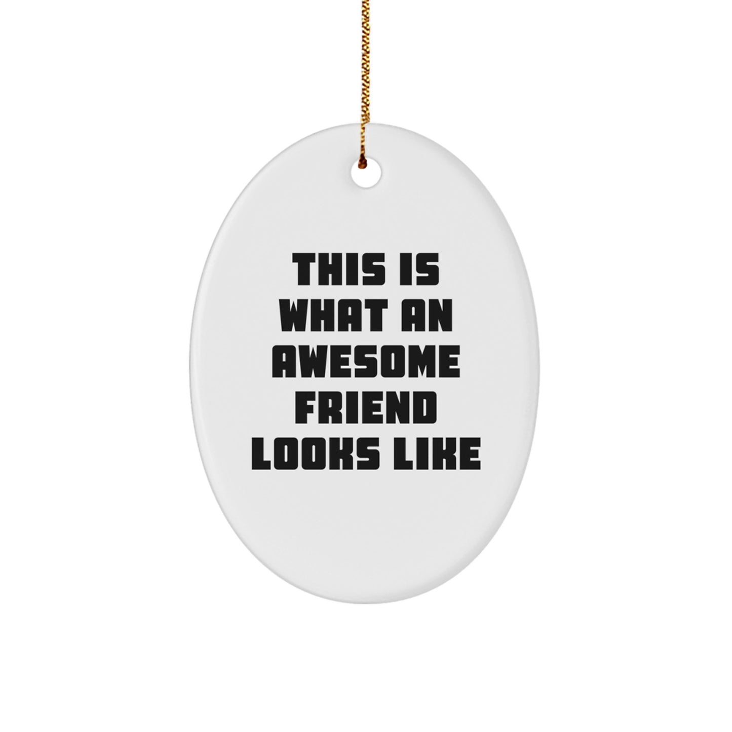 Funny Friend Oval Ornament Gifts from Men, Gifts for Friends, This Is What An Awesome Friend Looks Like, Christmas Unique Presents - Image 1