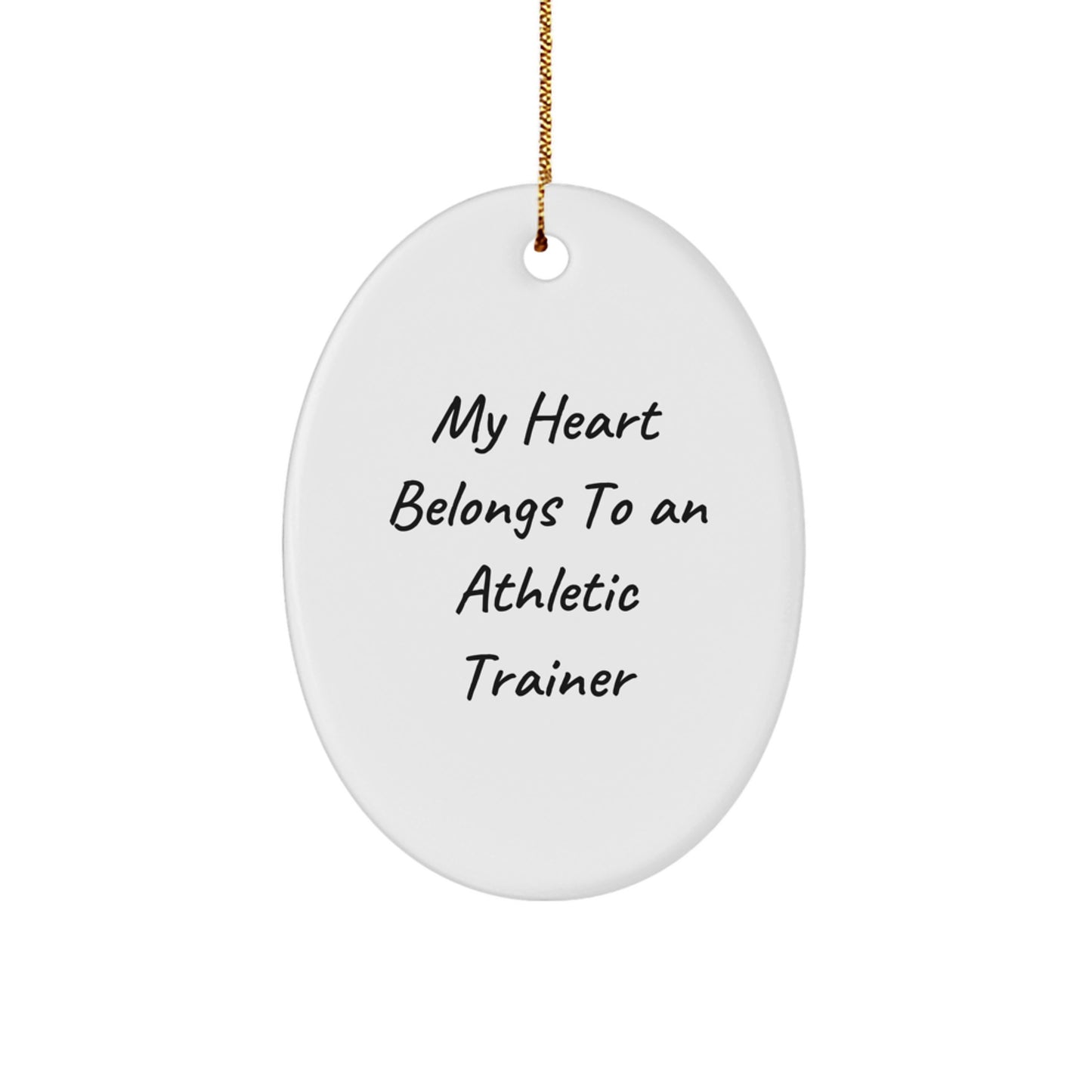 Gifts from Friends for the Athletic Trainer - 'My Heart Belongs To An Athletic Trainer' Oval Ornament, Christmas Unique Gifts - Image 1