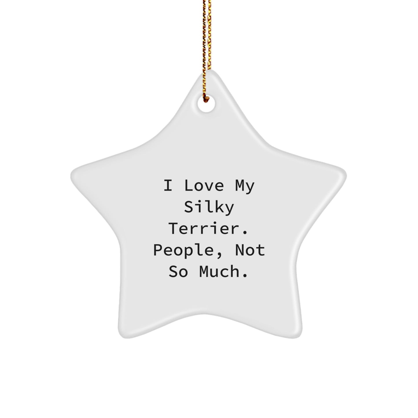 Funny Silky Terrier Dog Star Ornament Gifts from Men for Friends, 'I Love My Silky Terrier. People, Not So Much.' Christmas Unique Gifts - Image 1