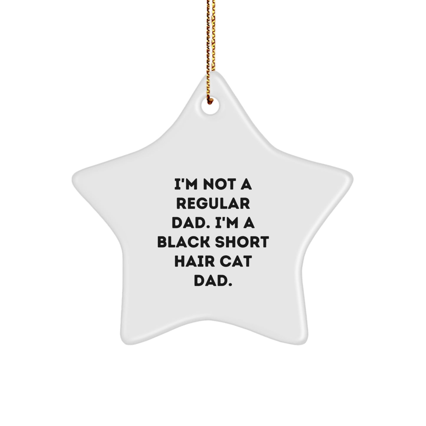 Funny Black Short Hair Cat Dad Gifts for Men, White Star Ornament from Friends, Unique Christmas Unique Gifts for Black Short Hair Cat Lovers - Image 1