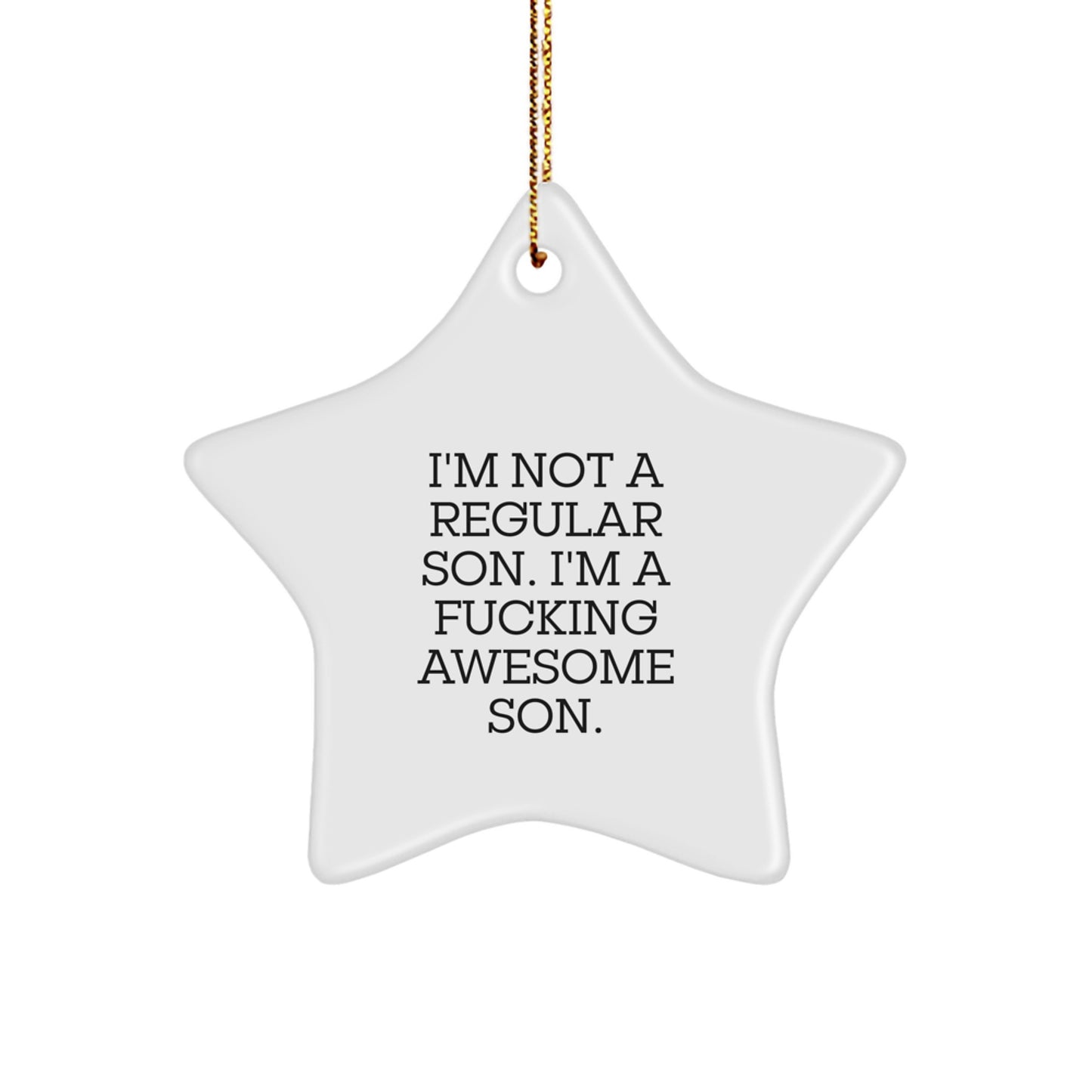 Funny Son Gifts, Star Ornament with 'I'm Not A Regular Son' Quote, Gifts from Family for Son, Unique Christmas Ornaments - Image 1