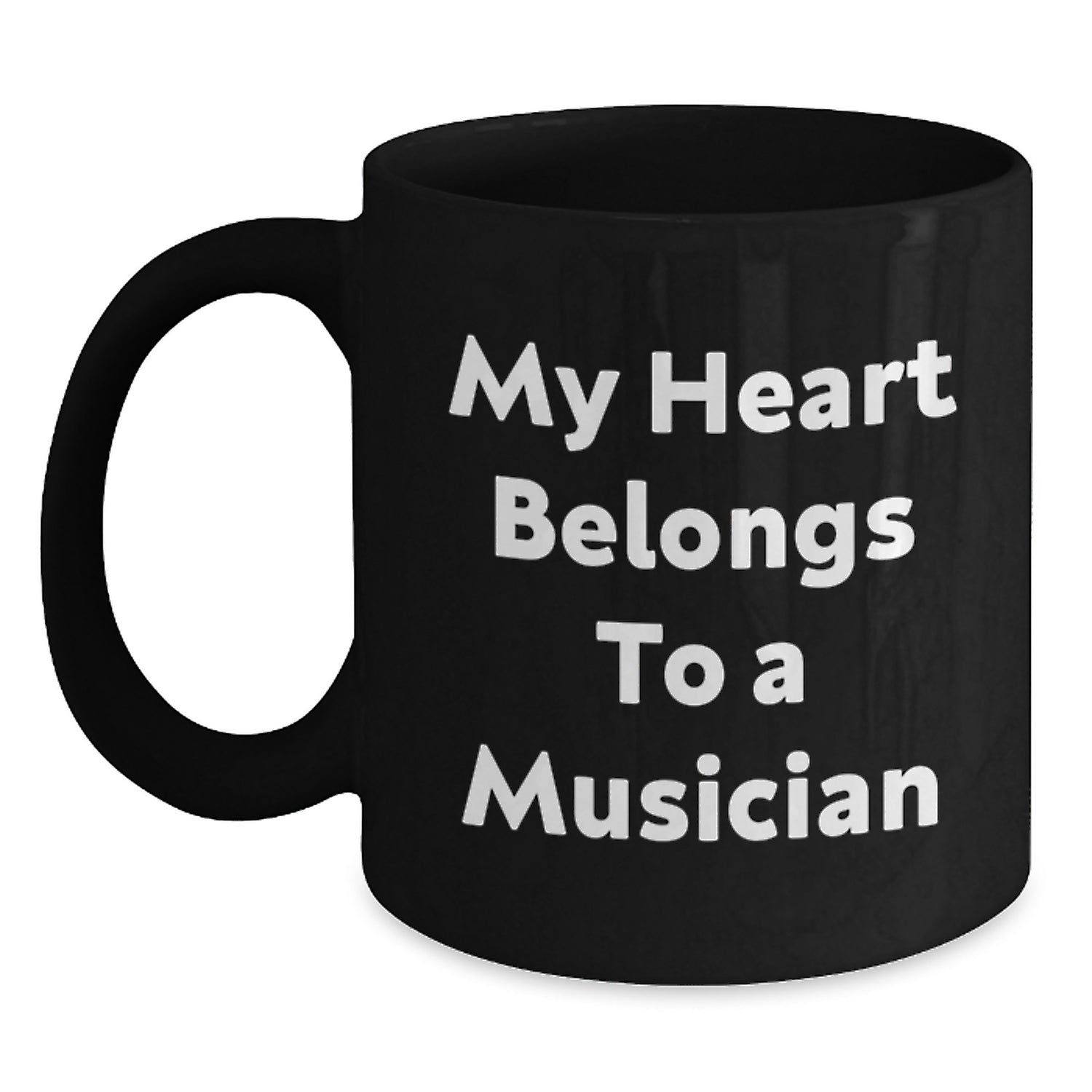 Musician Quotes Black Coffee Mug, Funny Gifts from Friends to Musicians on Birthday, 'My Heart Belongs To A Musician' - Main