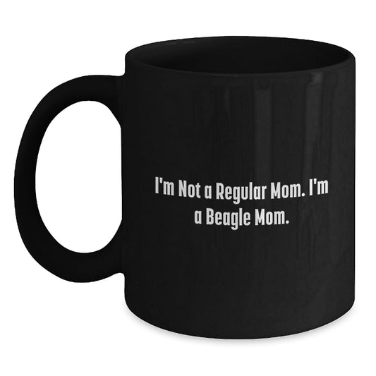 Comical Beagle Mom Black Coffee Mug, Funny Gift for Friends, Coworkers, Family, Graduation Unique Gifts from Beagle Lovers, Perfect for Daily Use - Main