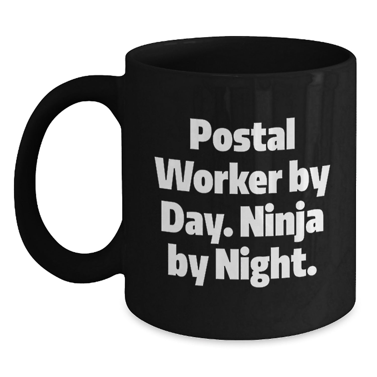 Funny Postal Worker Gifts from Friends - Black Coffee Mug, 'Postal Worker By Day. Ninja By Night.' - Birthday Unique Gifts for Postal Worker, Men, Women, Coworkers, Family - Main