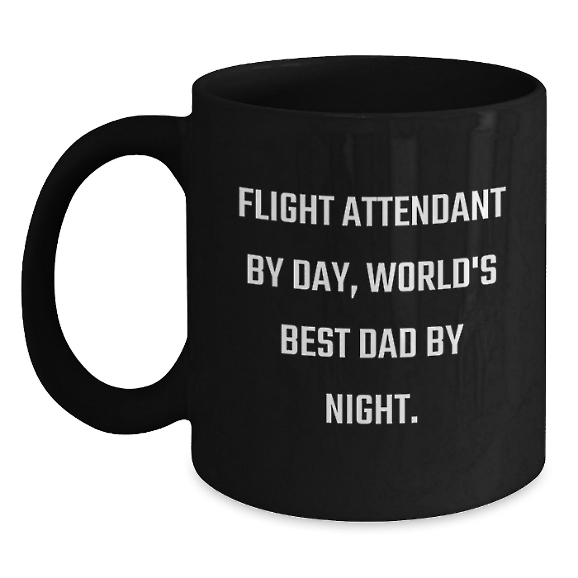 Flight Attendant Humor Gifts for Men, Flight Attendant By Day, World's Best Dad By Night Black Coffee Mug - Funny Birthday Unique Gifts from Friends or Family, Gifts for Flight Attendant - Main