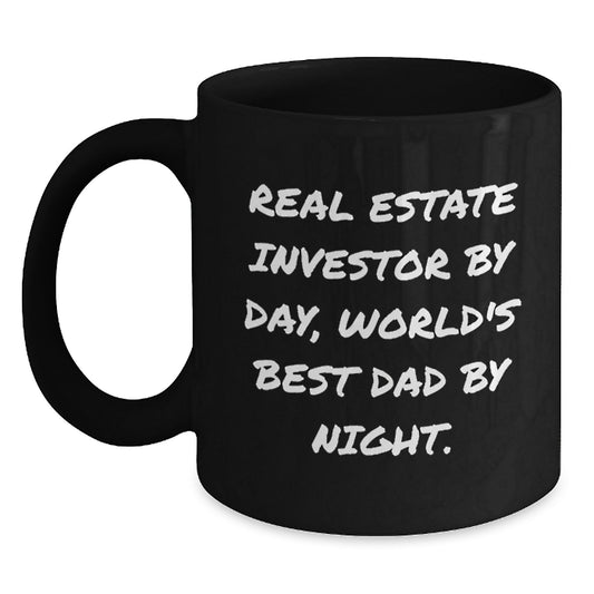 Real Estate Investor Gifts, Funny Quote Coffee Mug, Graduation Unique Gifts for Men from Friends, Real Estate Investor By Day, World's Best Dad By Night. - Main