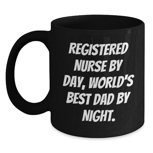 Registered Nurse Gifts, Funny Quote, Black Coffee Mug, Graduation Unique Gifts from Dad - Main