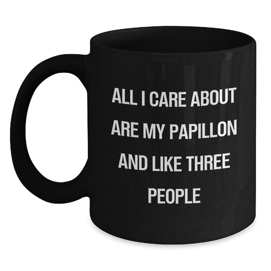 Papillon Dog Lovers Black Coffee Mugs Funny Gifts from Friends Family for Dog Enthusiasts Birthday Unique Gifts - Main