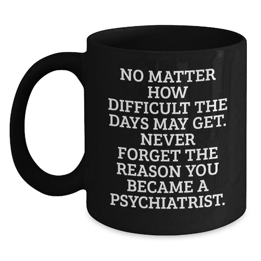 Psychiatrist Gifts, Inspirational Quote Black Coffee Mug, Gifts from Family and Friends for Psychiatrist Birthday, Never Forget Reason You Became a Psychiatrist - Main