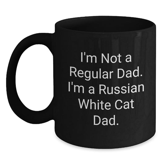 Funny Russian White Cat Dad Graduation Gifts from Men to Russian White Cat Lovers in Black Coffee Mugs, Unique and Humorous Russian White Cat Mom Gifts - Main