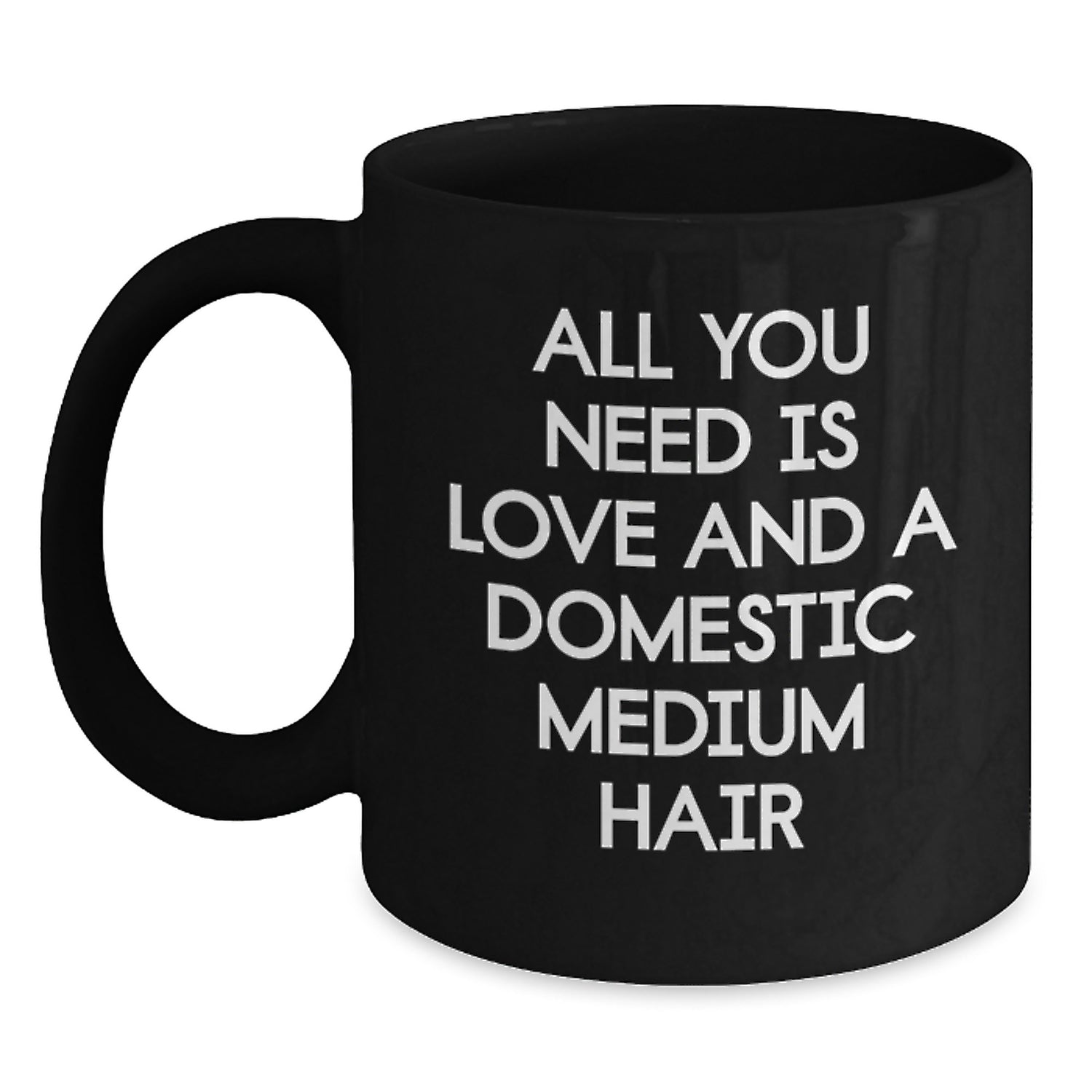 Gifts from Family for Domestic Medium Hair Cat Lovers - Inspirational Quote Black Coffee Mug for Graduation, 11oz or 15oz, Microwave & Dishwasher Safe - Main