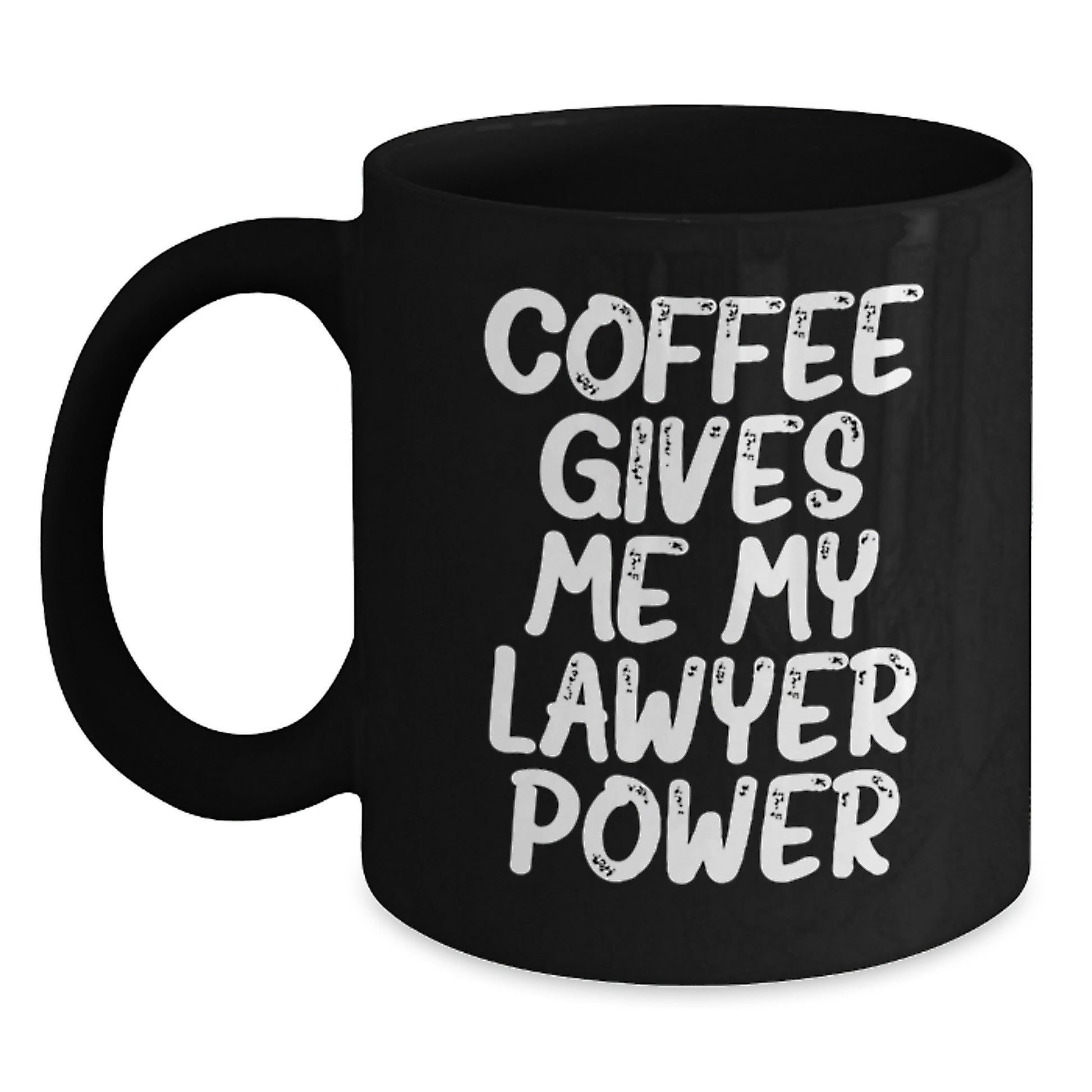 Funny Coffee Mug for Lawyer Gifts, 'Coffee Gives Me My Lawyer Power', Birthday Unique Gifts from Friends to Coworkers, Black Ceramic Mugs with 11oz or 15oz Capacity, Microwave and Dishwasher Safe - Main
