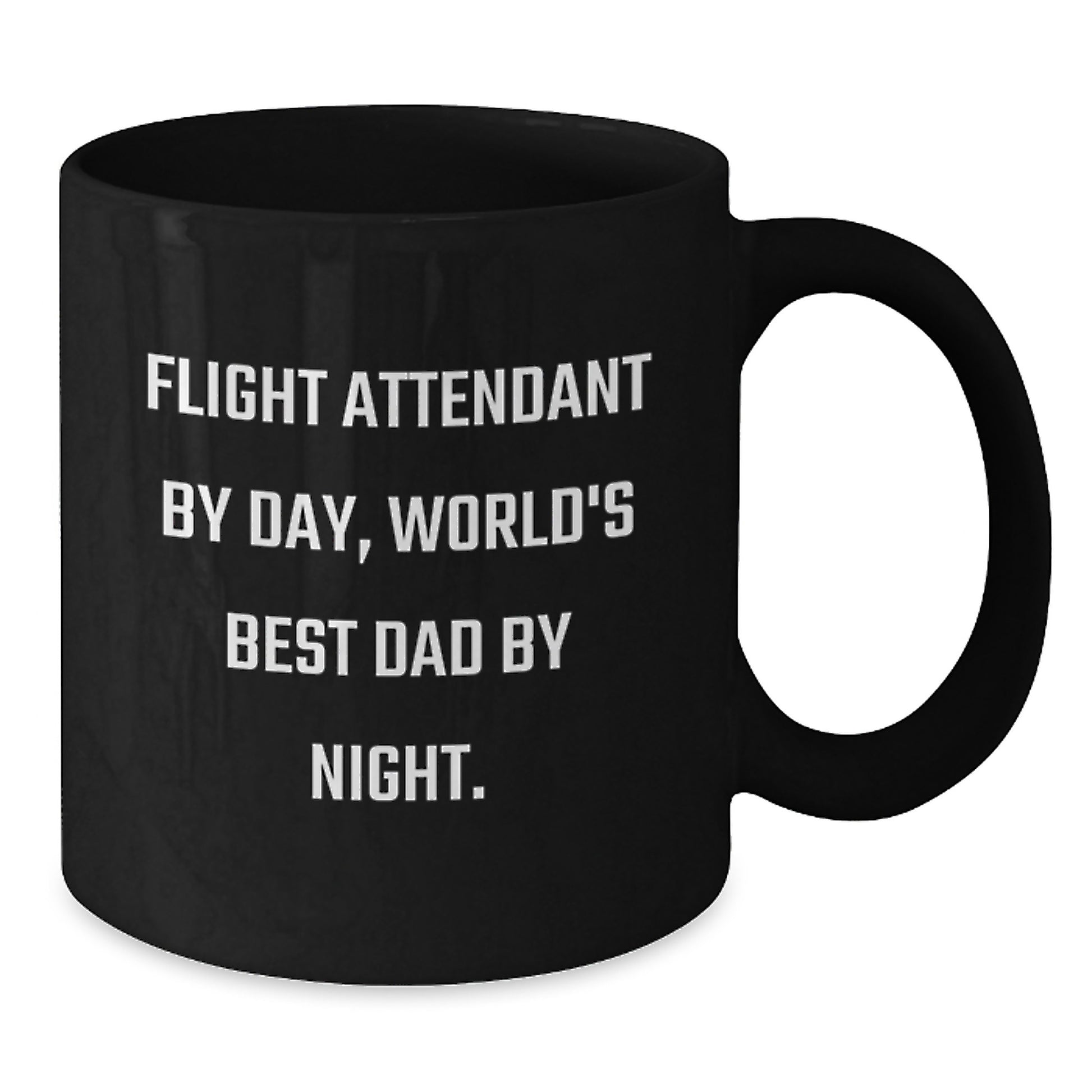 Flight Attendant Humor Gifts for Men, Flight Attendant By Day, World's Best Dad By Night Black Coffee Mug - Funny Birthday Unique Gifts from Friends or Family, Gifts for Flight Attendant - Additional