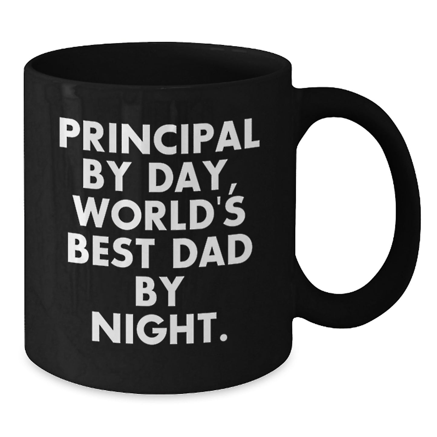 Principal Gifts from Men, Funny Black Coffee Mugs for Graduation, 'Principal By Day, World's Best Dad By Night.' - Additional